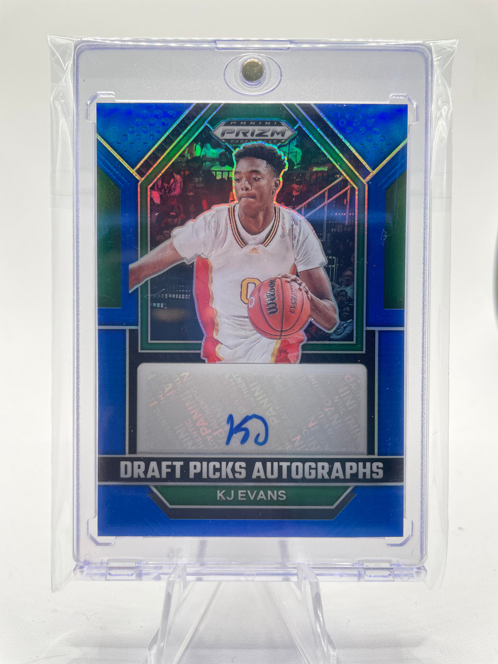 2023-24 Panini Prizm Draft Picks Kwame KJ Evans Blue Prizm Rookie Auto /125