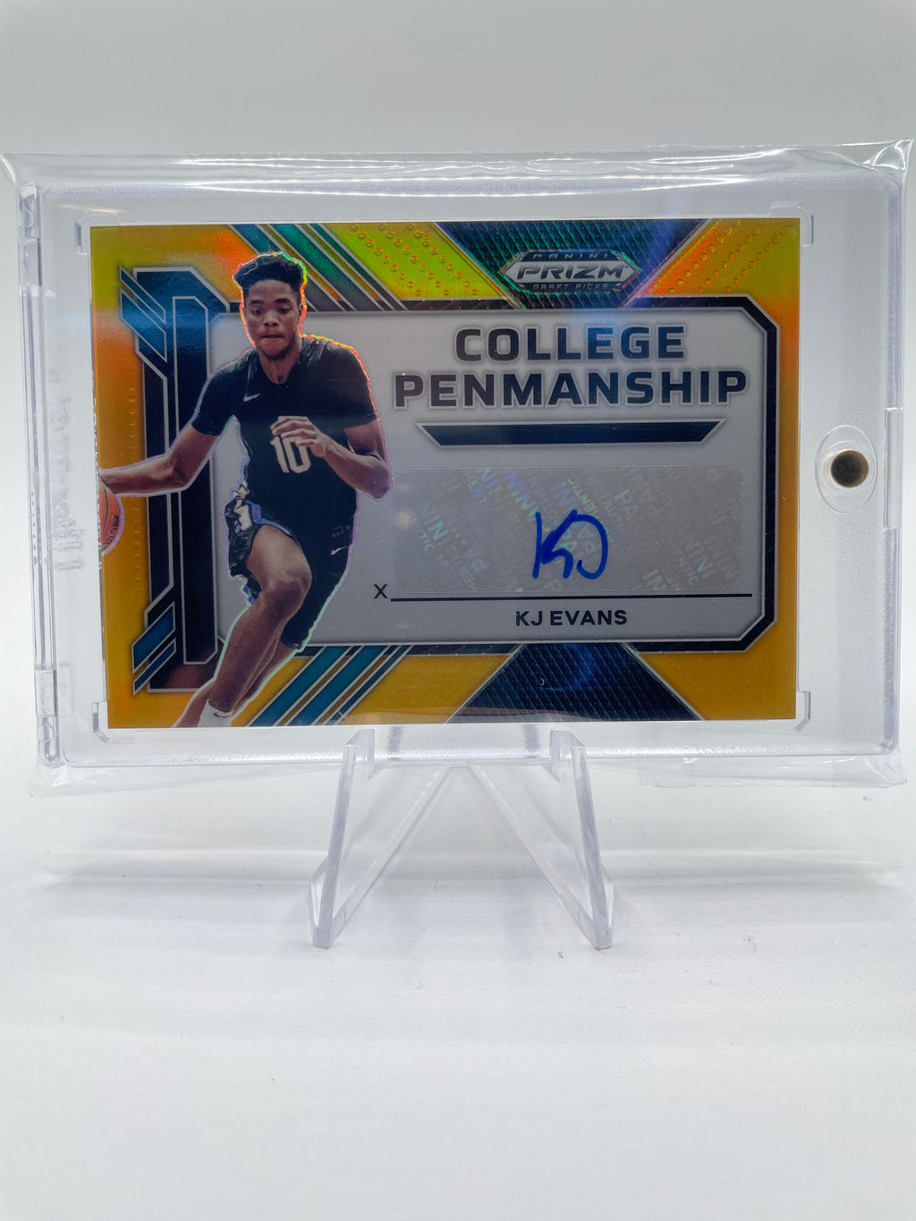2023-24 Panini Prizm Draft Picks Kwame KJ Evans College Penmanship Gold Auto /10