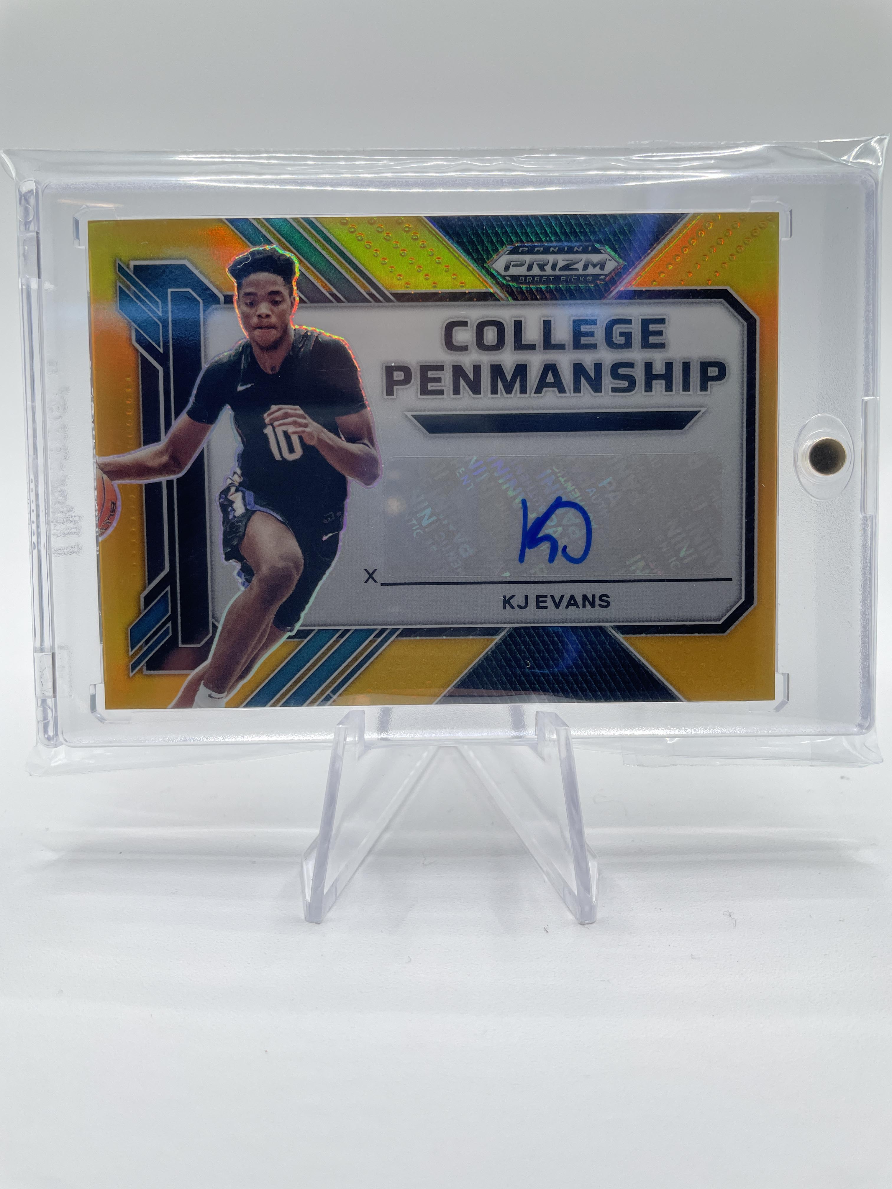 2023-24 Panini Prizm Draft Picks Kwame KJ Evans College Penmanship Gold Auto /10