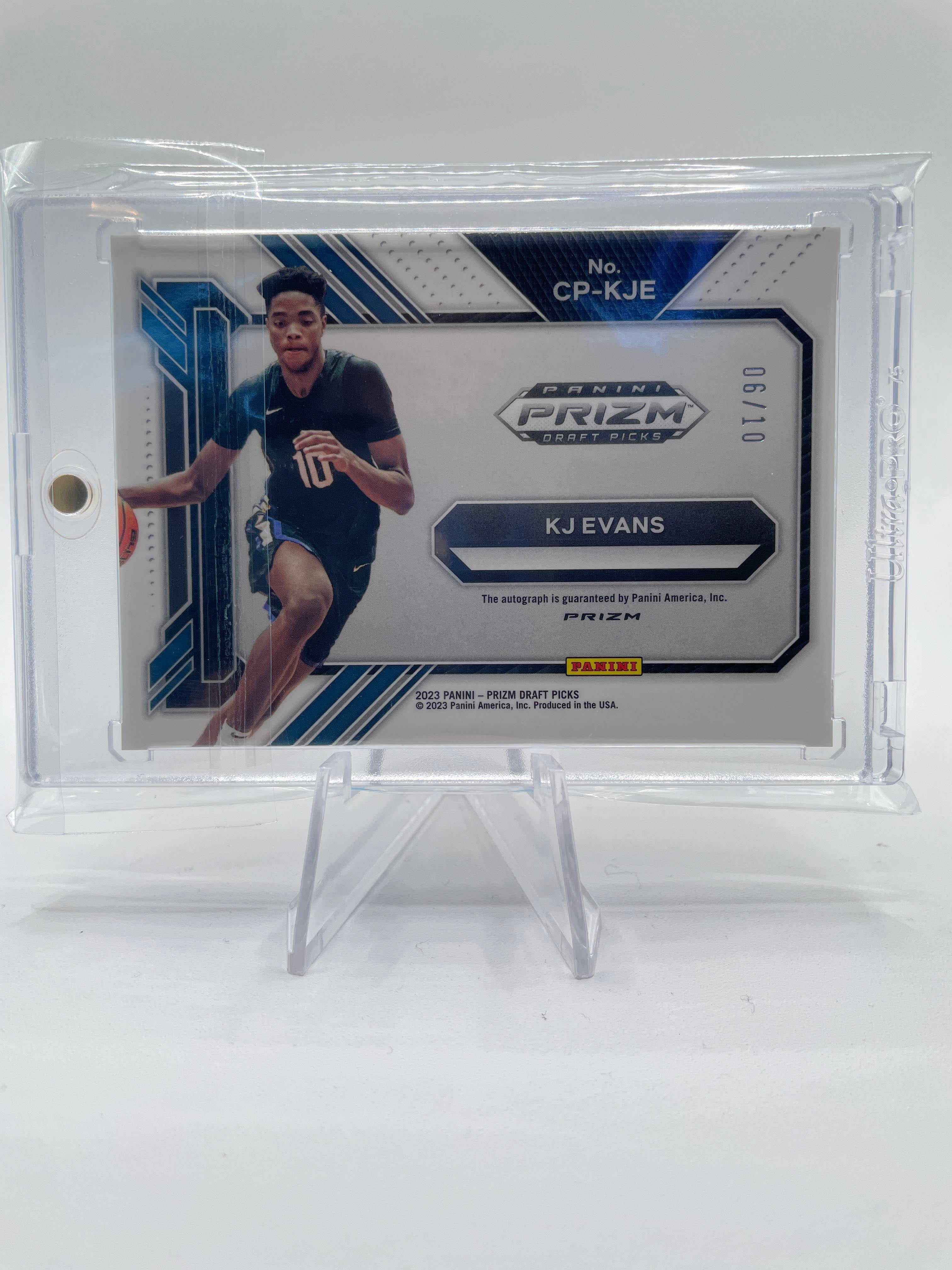 2023-24 Panini Prizm Draft Picks Kwame KJ Evans College Penmanship Gold Auto /10