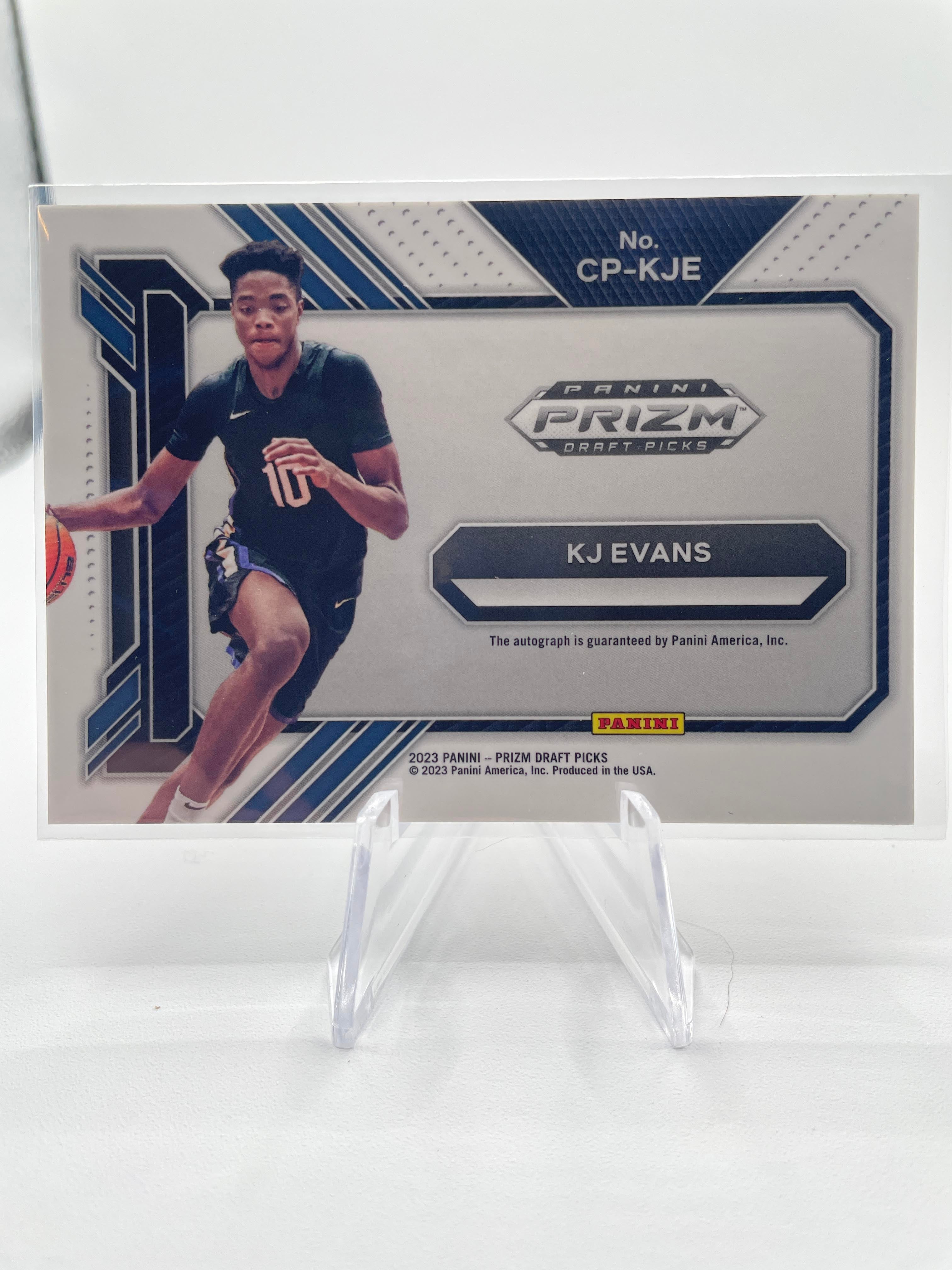 2023-24 Panini Prizm Draft Picks Kwame KJ Evans College Penmanship Rookie Auto