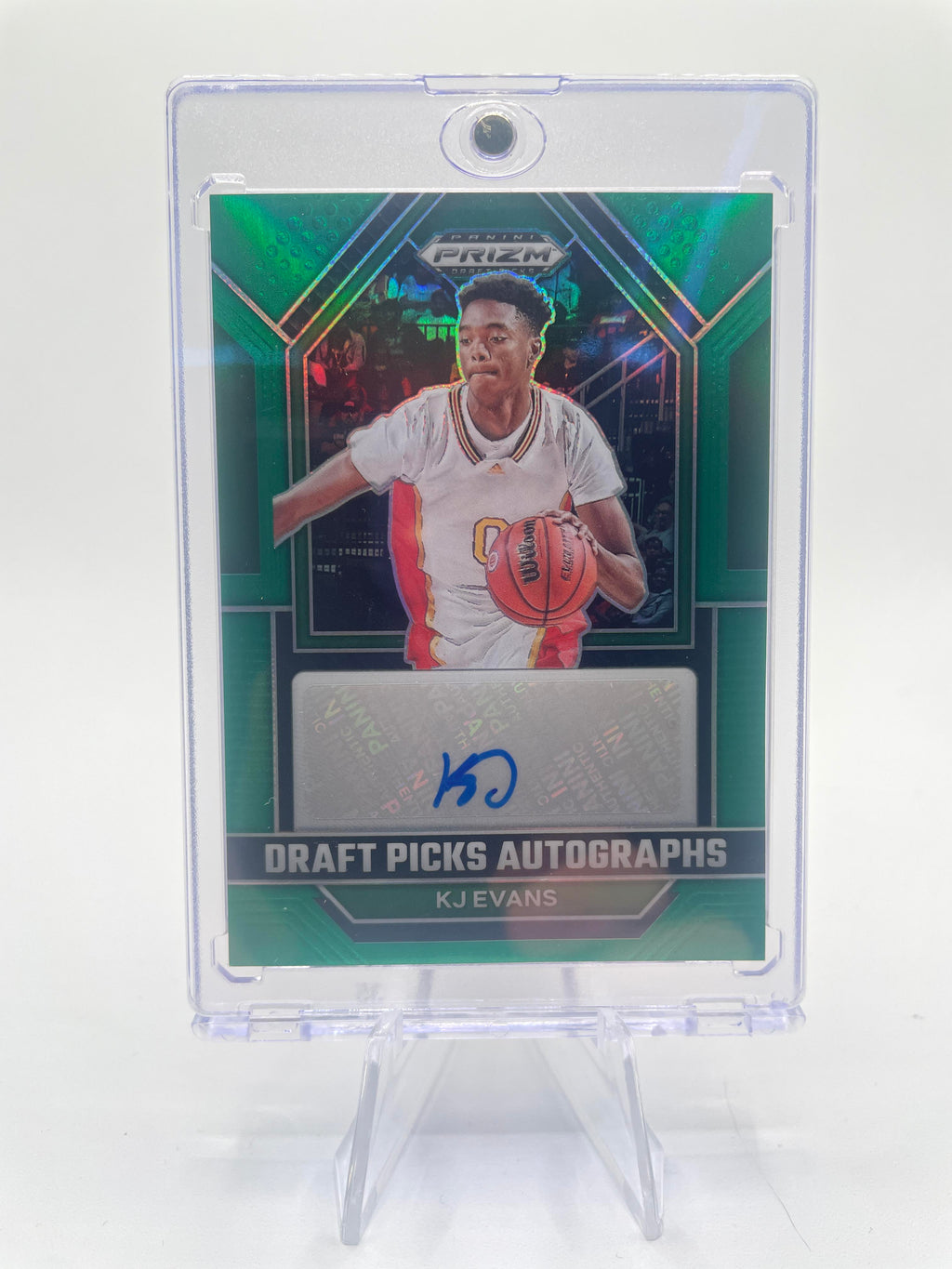 2023-24 Panini Prizm Draft Picks Kwame KJ Evans Green Prizm Rookie Auto SP