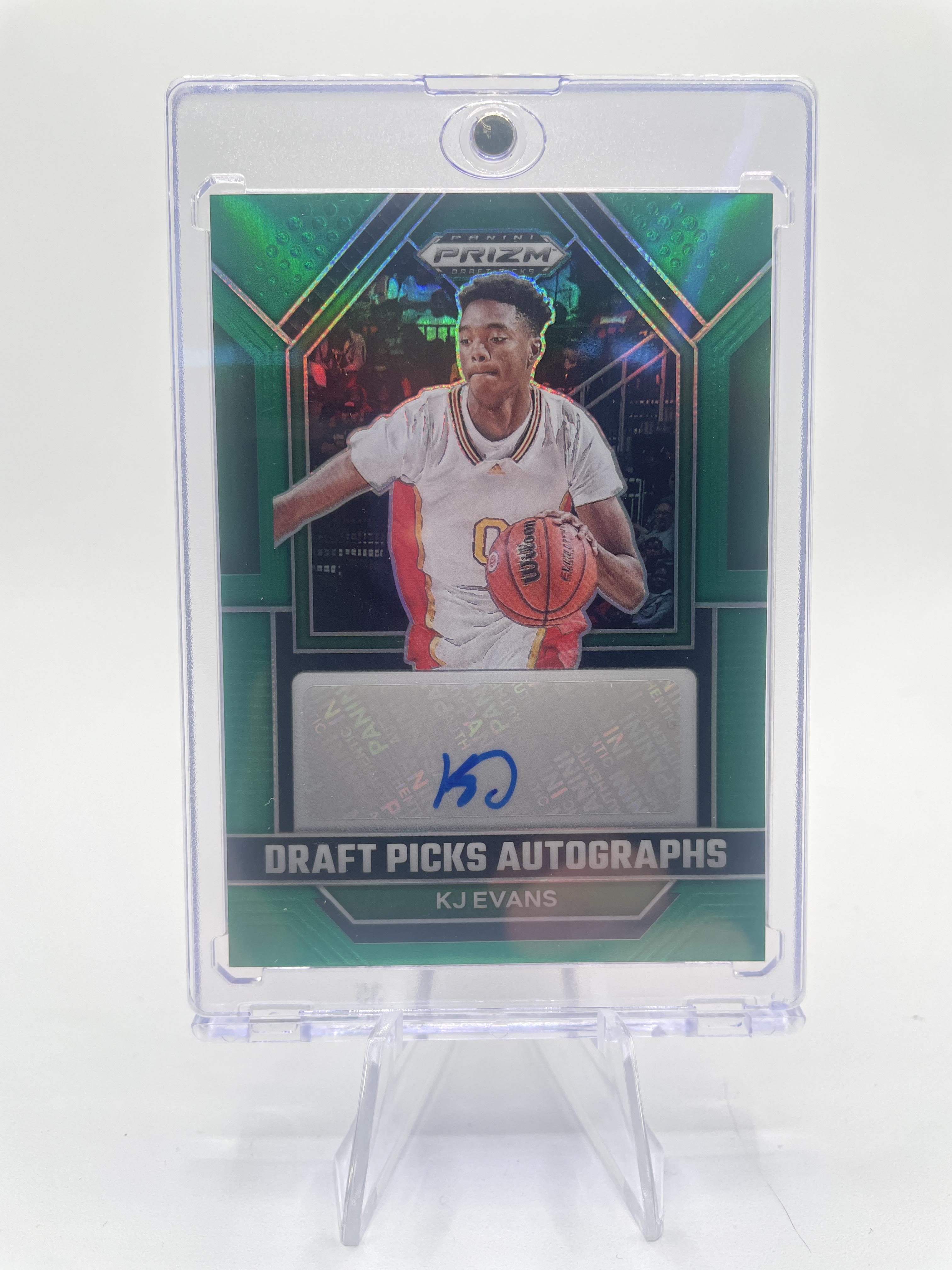 2023-24 Panini Prizm Draft Picks Kwame KJ Evans Green Prizm Rookie Auto SP