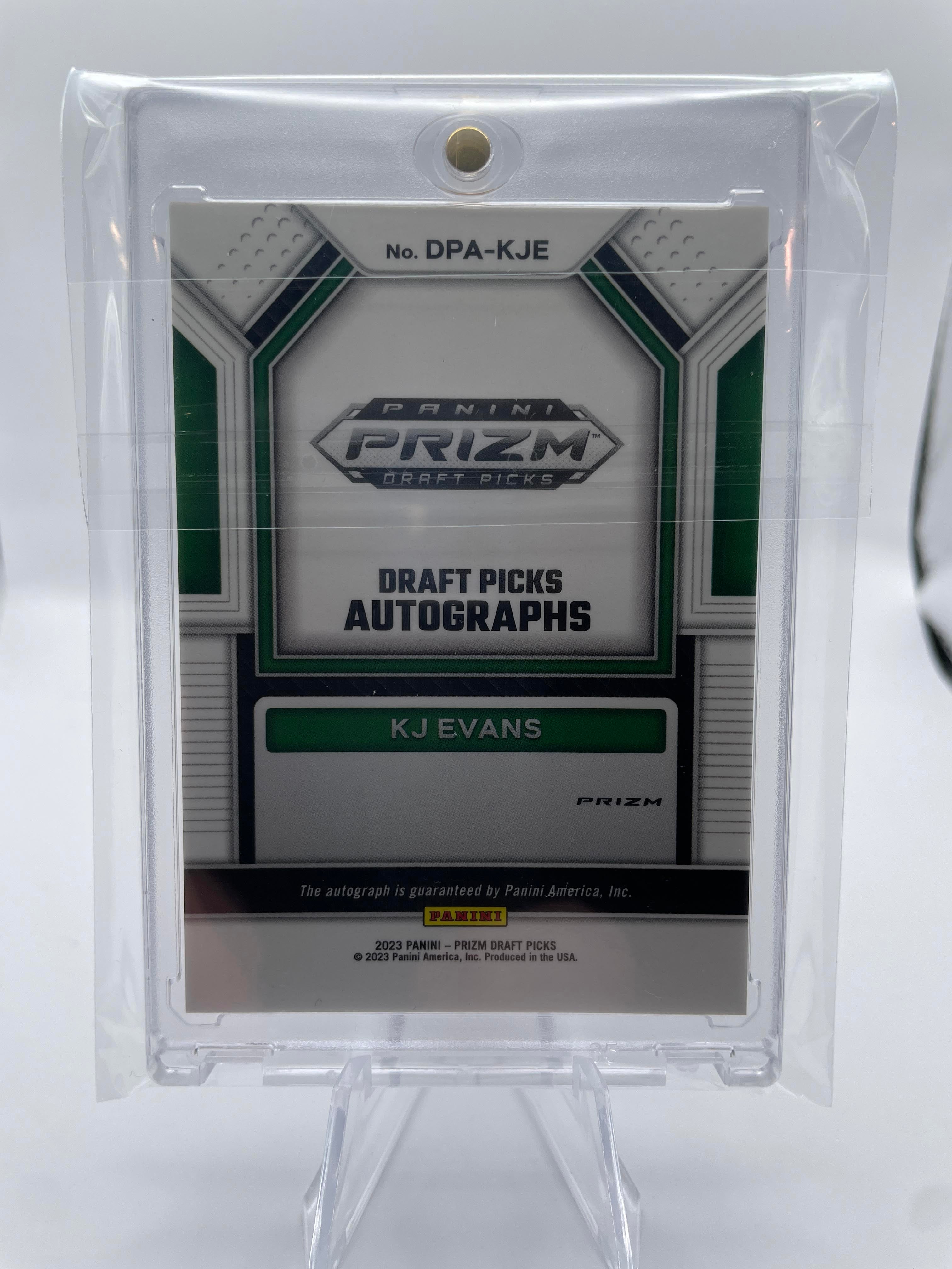 2023-24 Panini Prizm Draft Picks Kwame KJ Evans Green Prizm Rookie Auto SP