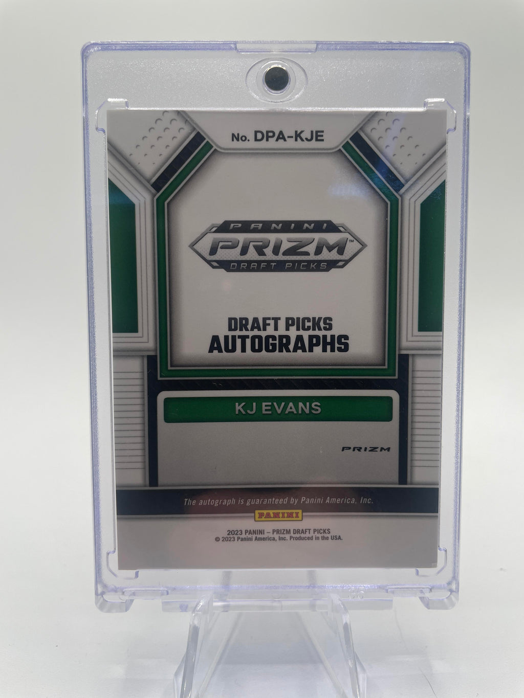 2023-24 Panini Prizm Draft Picks Kwame KJ Evans Green Prizm Rookie Auto SP