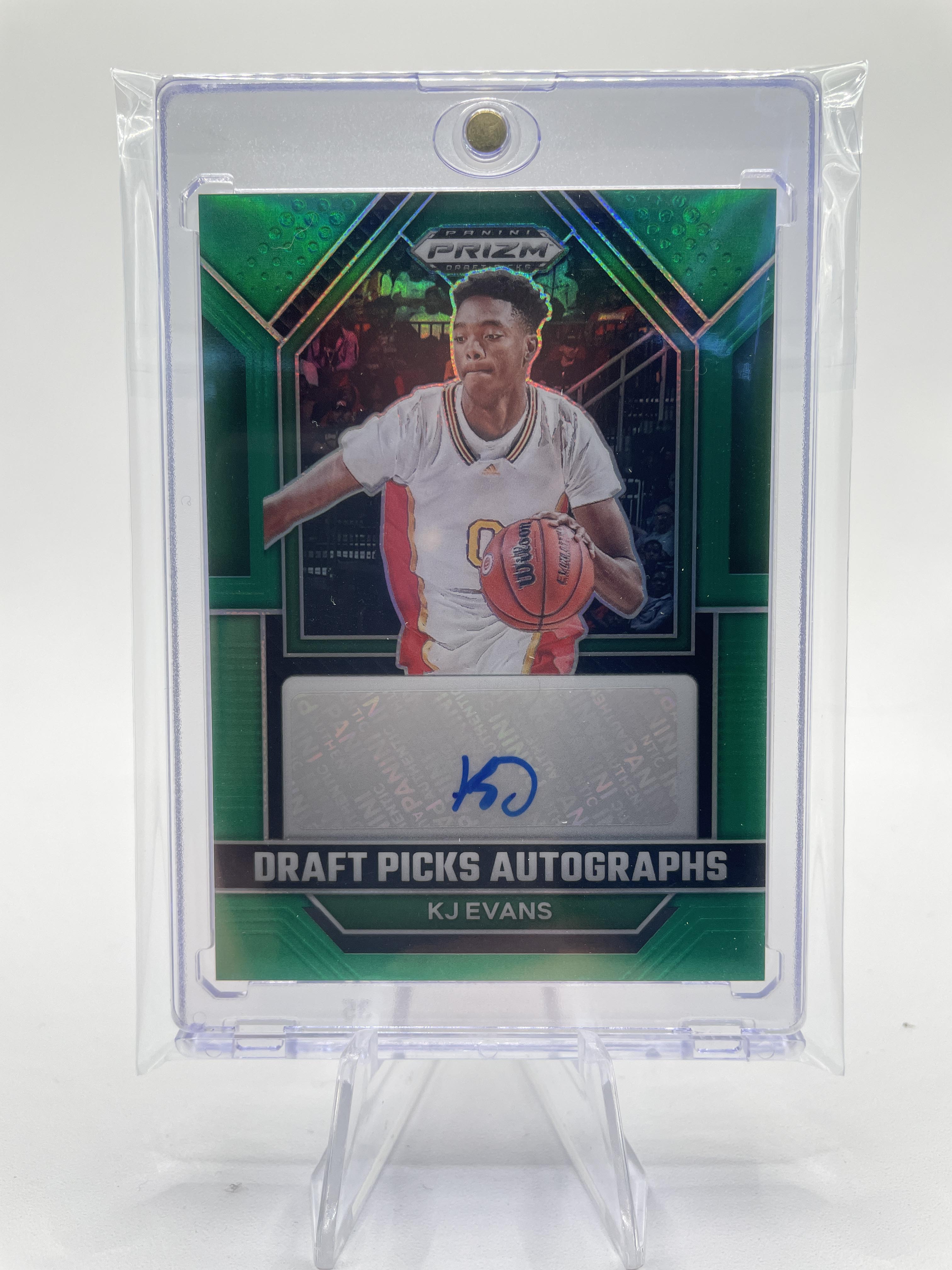 2023-24 Panini Prizm Draft Picks Kwame KJ Evans Green Prizm Rookie Auto SP