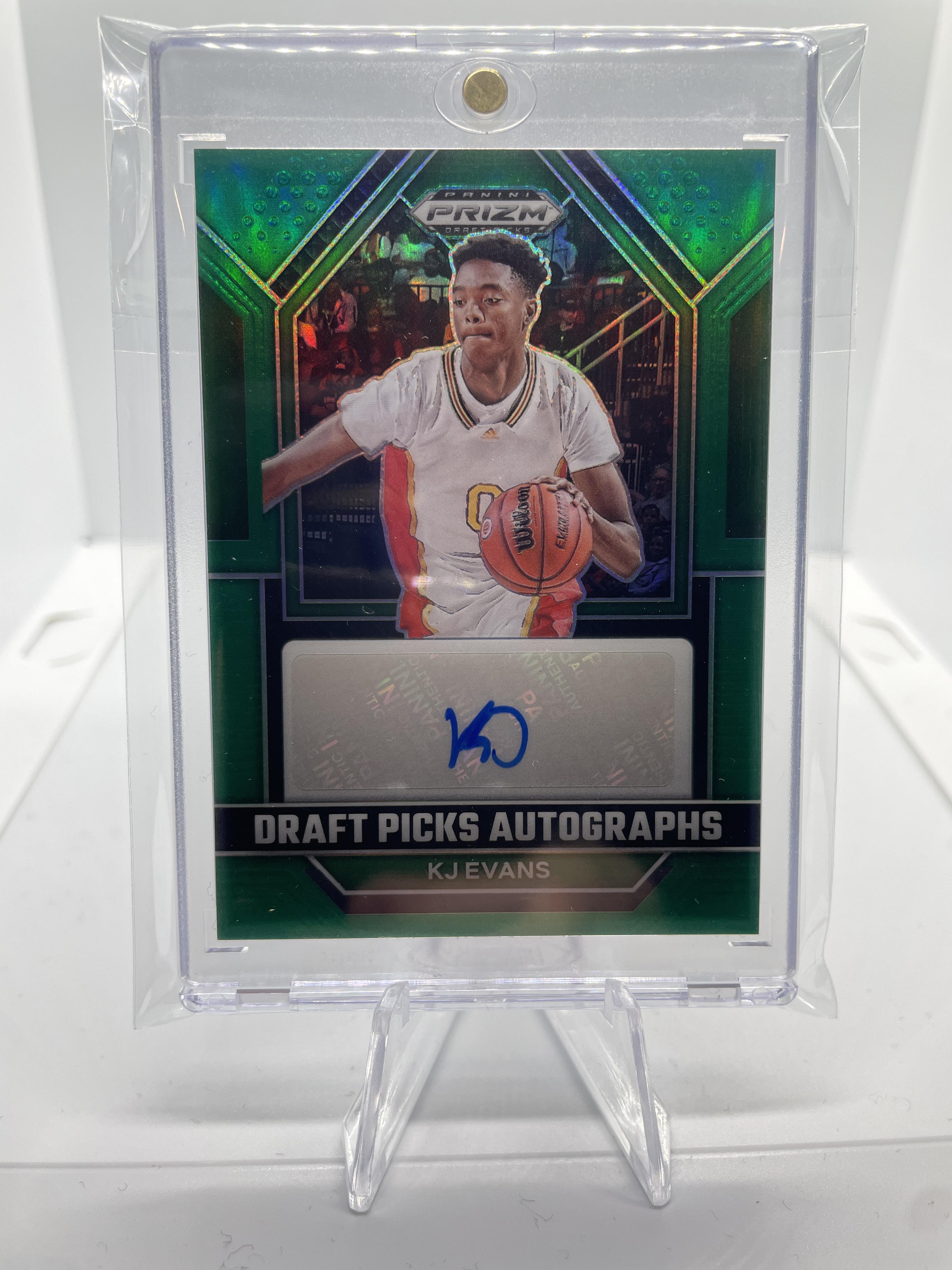 2023-24 Panini Prizm Draft Picks Kwame KJ Evans Green Prizm Rookie Auto SP
