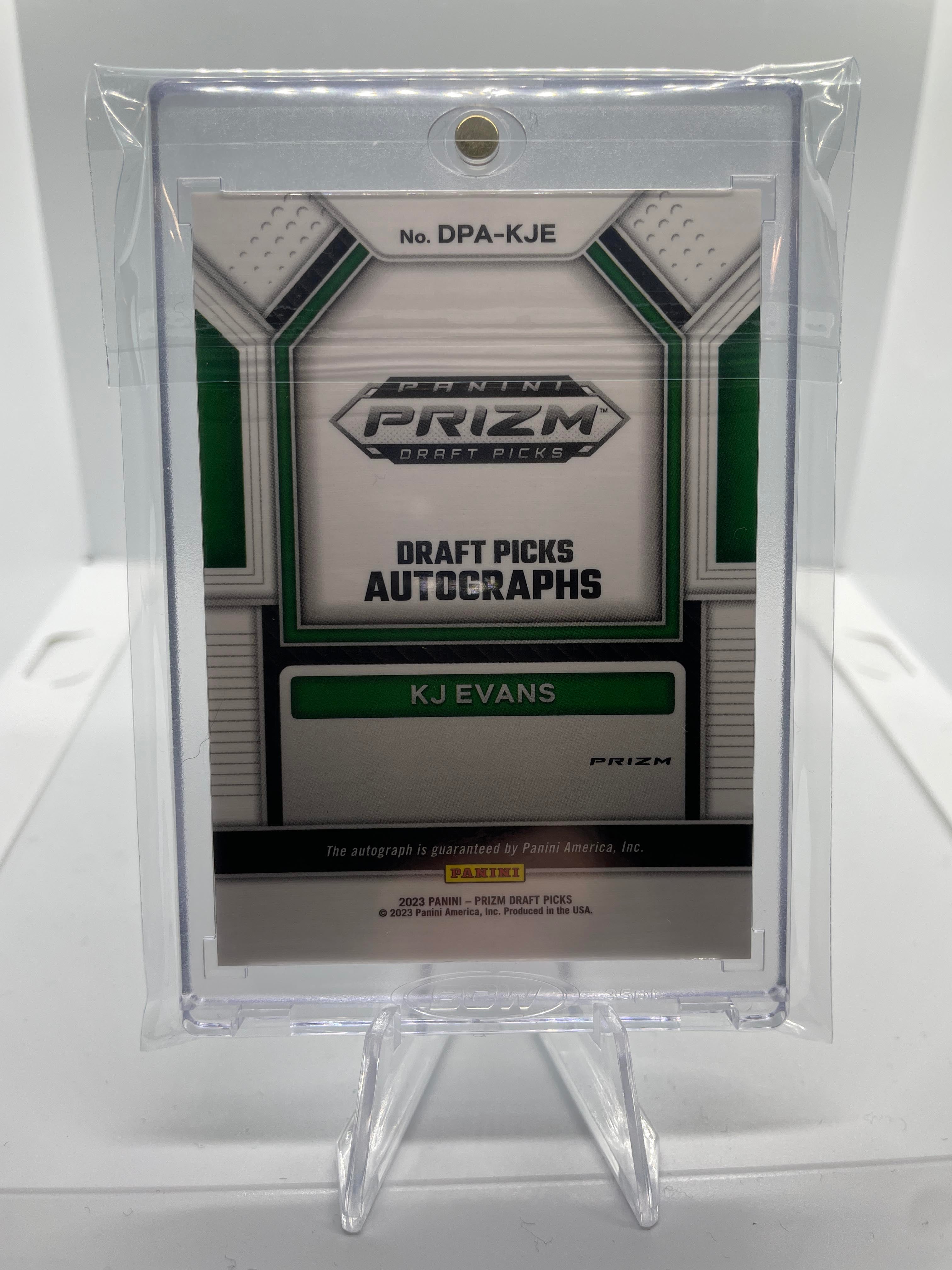 2023-24 Panini Prizm Draft Picks Kwame KJ Evans Green Prizm Rookie Auto SP