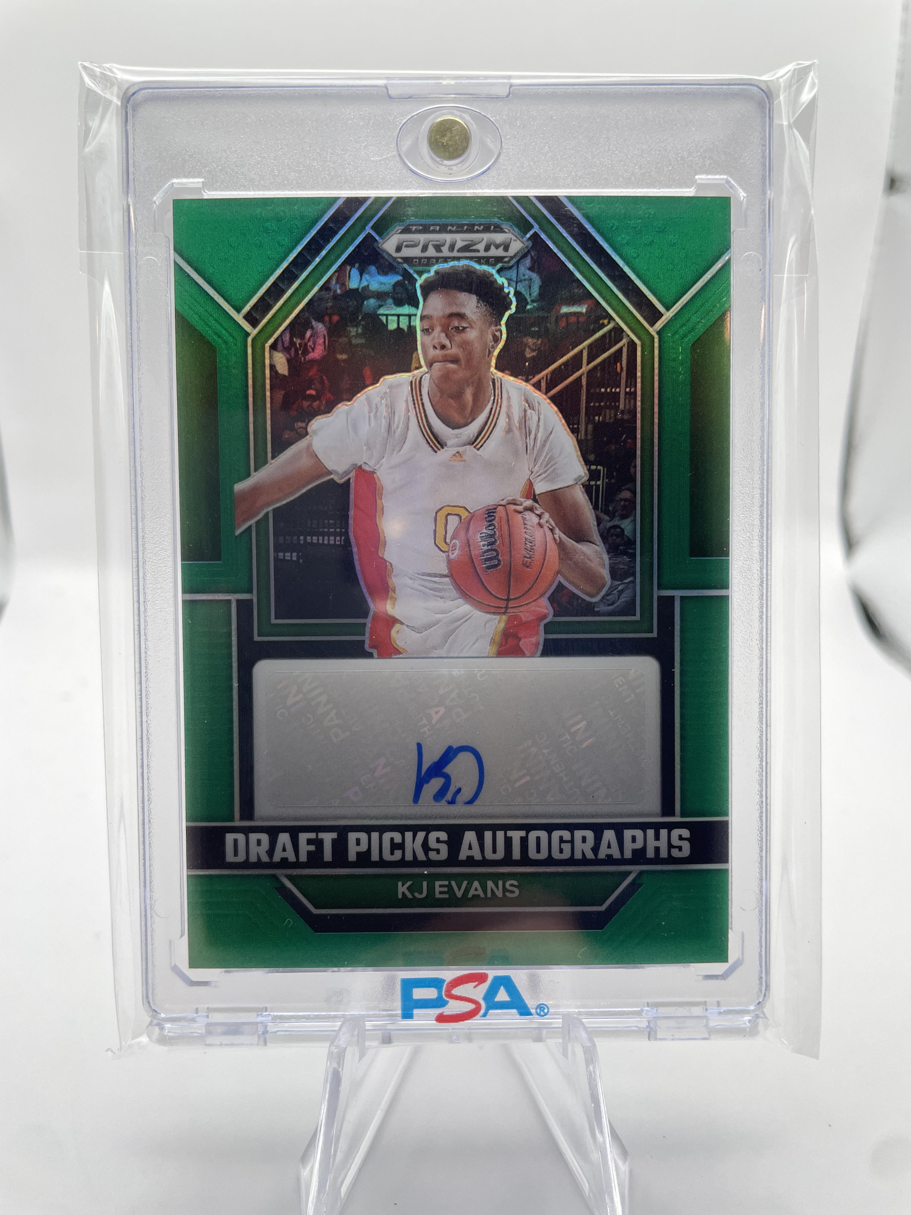 2023-24 Panini Prizm Draft Picks Kwame KJ Evans Green Prizm Rookie Auto SP