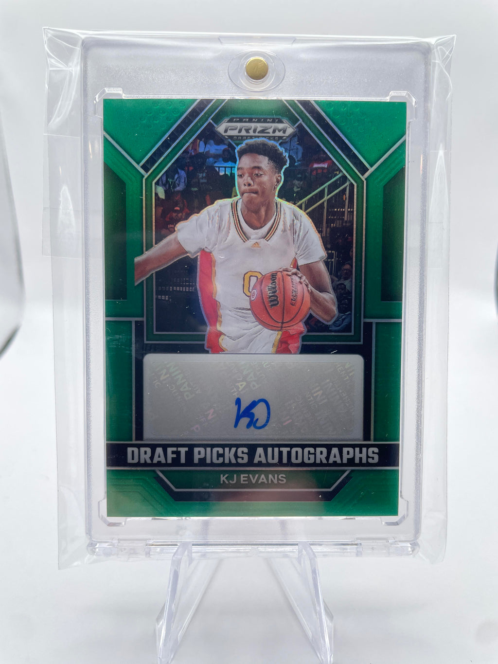 2023-24 Panini Prizm Draft Picks Kwame KJ Evans Green Prizm Rookie Auto SP