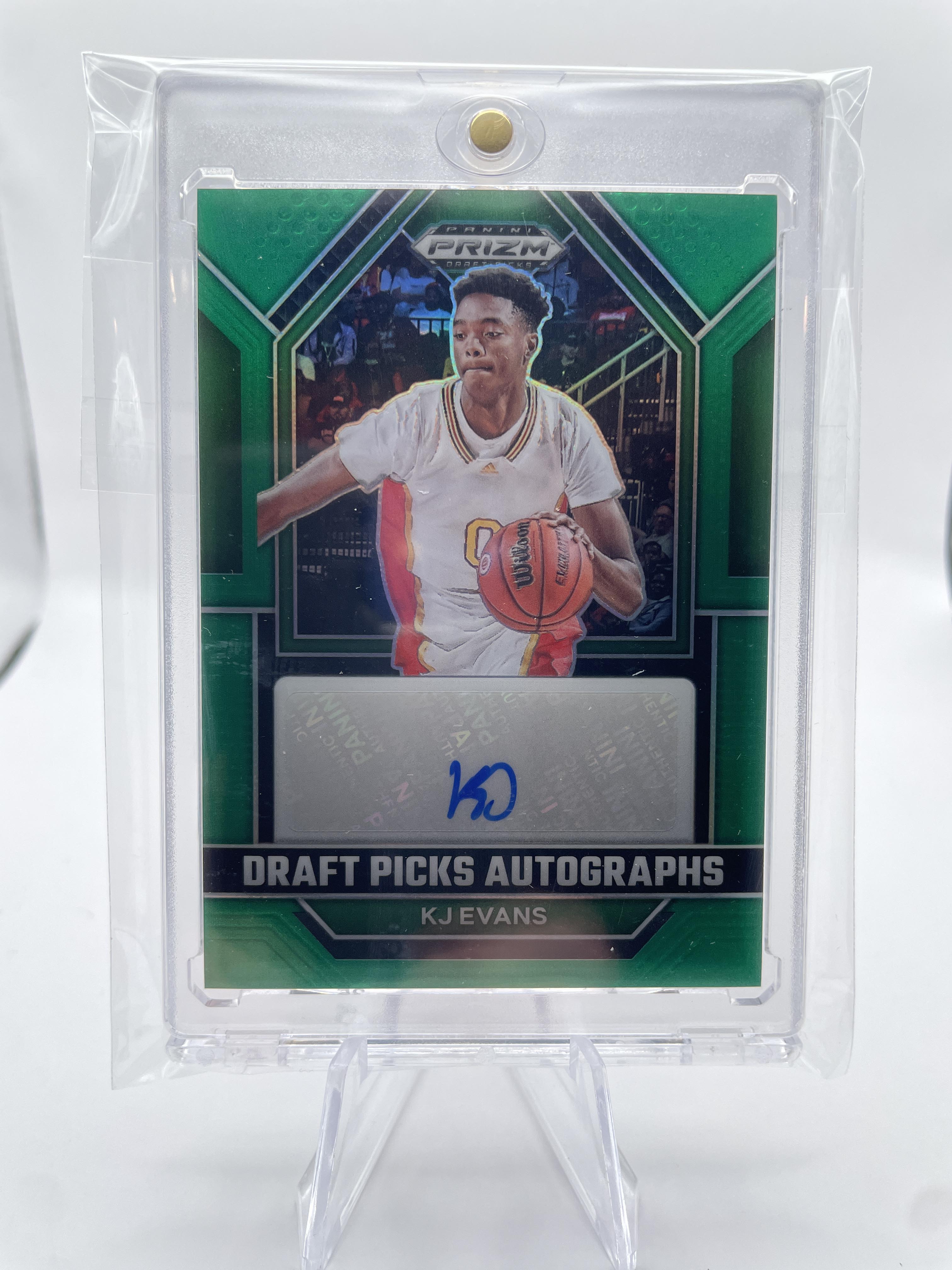 2023-24 Panini Prizm Draft Picks Kwame KJ Evans Green Prizm Rookie Auto SP