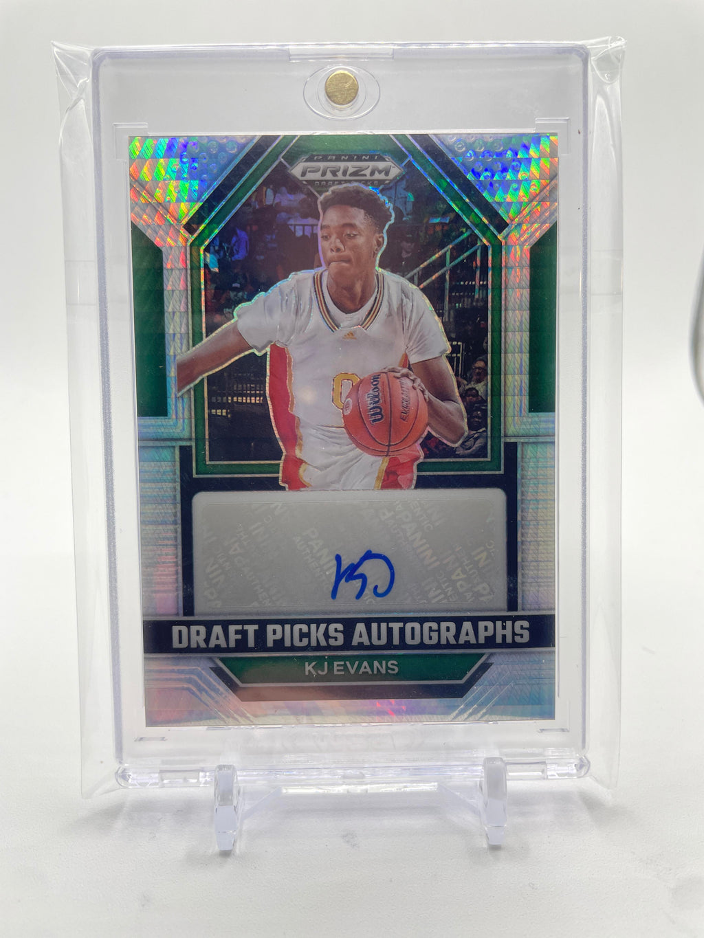 2023-24 Panini Prizm Draft Picks Kwame KJ Evans Hyper Prizm Rookie Auto