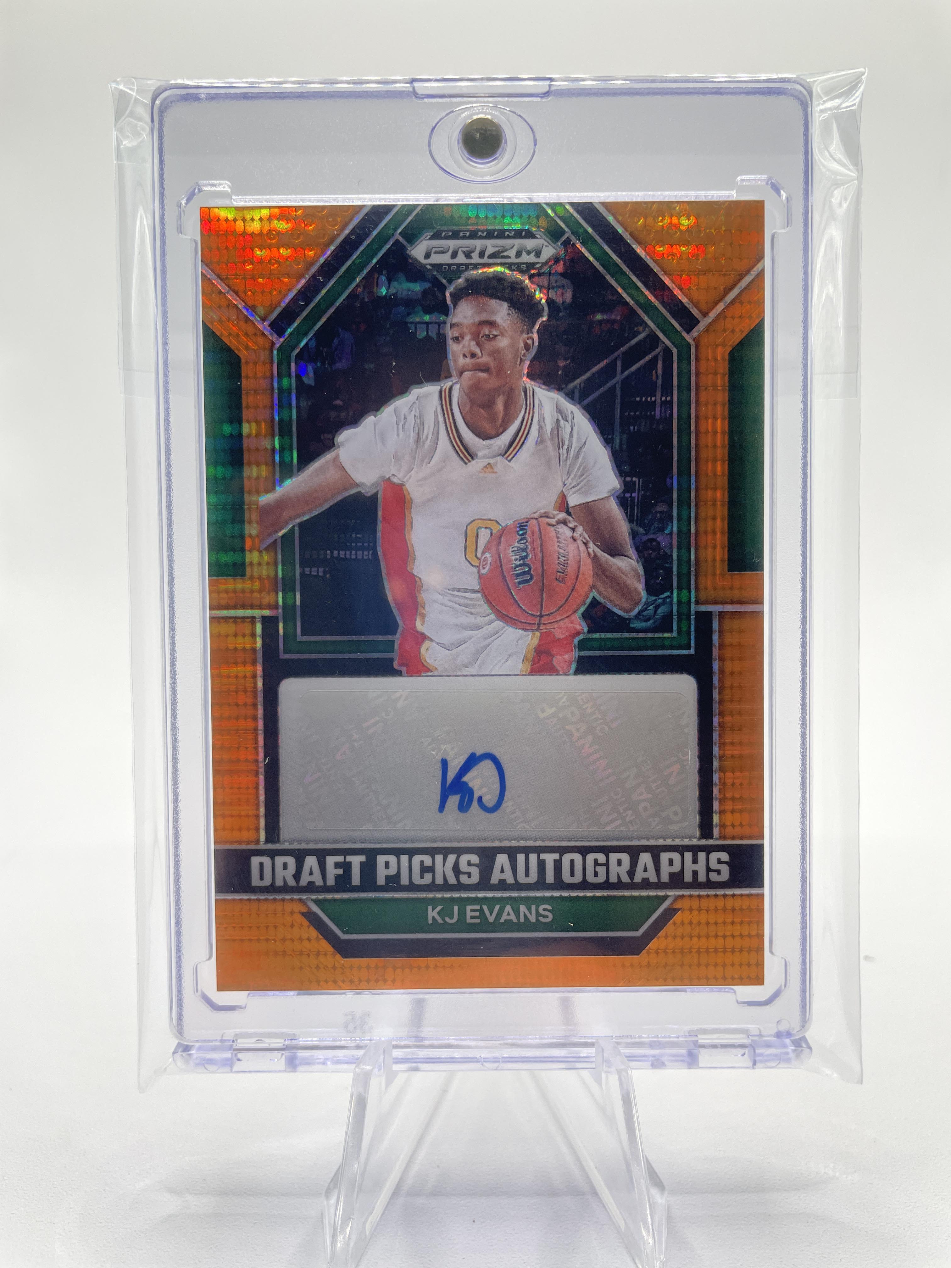 2023-24 Panini Prizm Draft Picks Kwame KJ Evans Orange Pulsar Prizm Auto 1/49