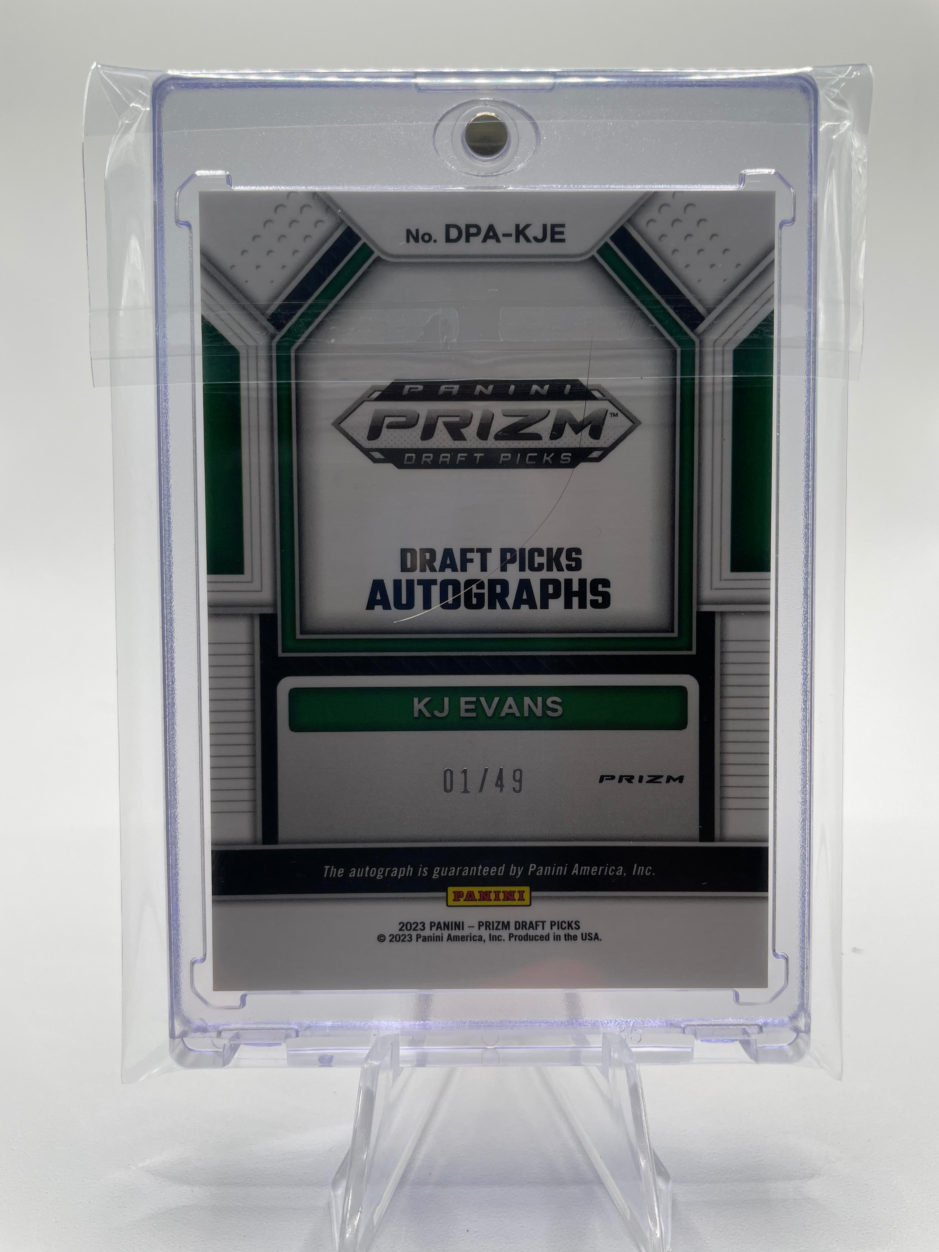 2023-24 Panini Prizm Draft Picks Kwame KJ Evans Orange Pulsar Prizm Auto 1/49
