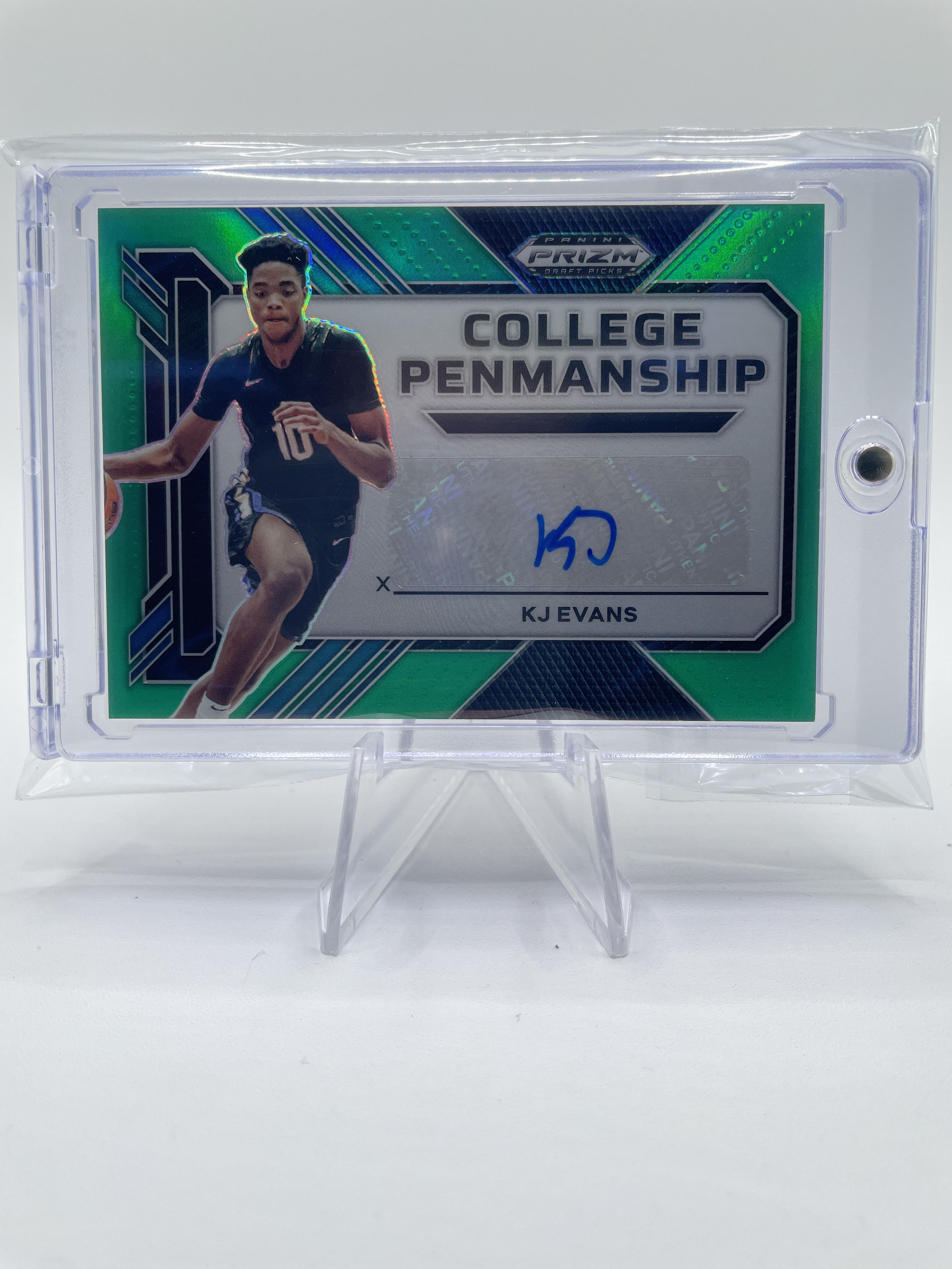 2023-24 Panini Prizm Draft Picks Kwame KJ Evans Penmanship Green Prizm Auto