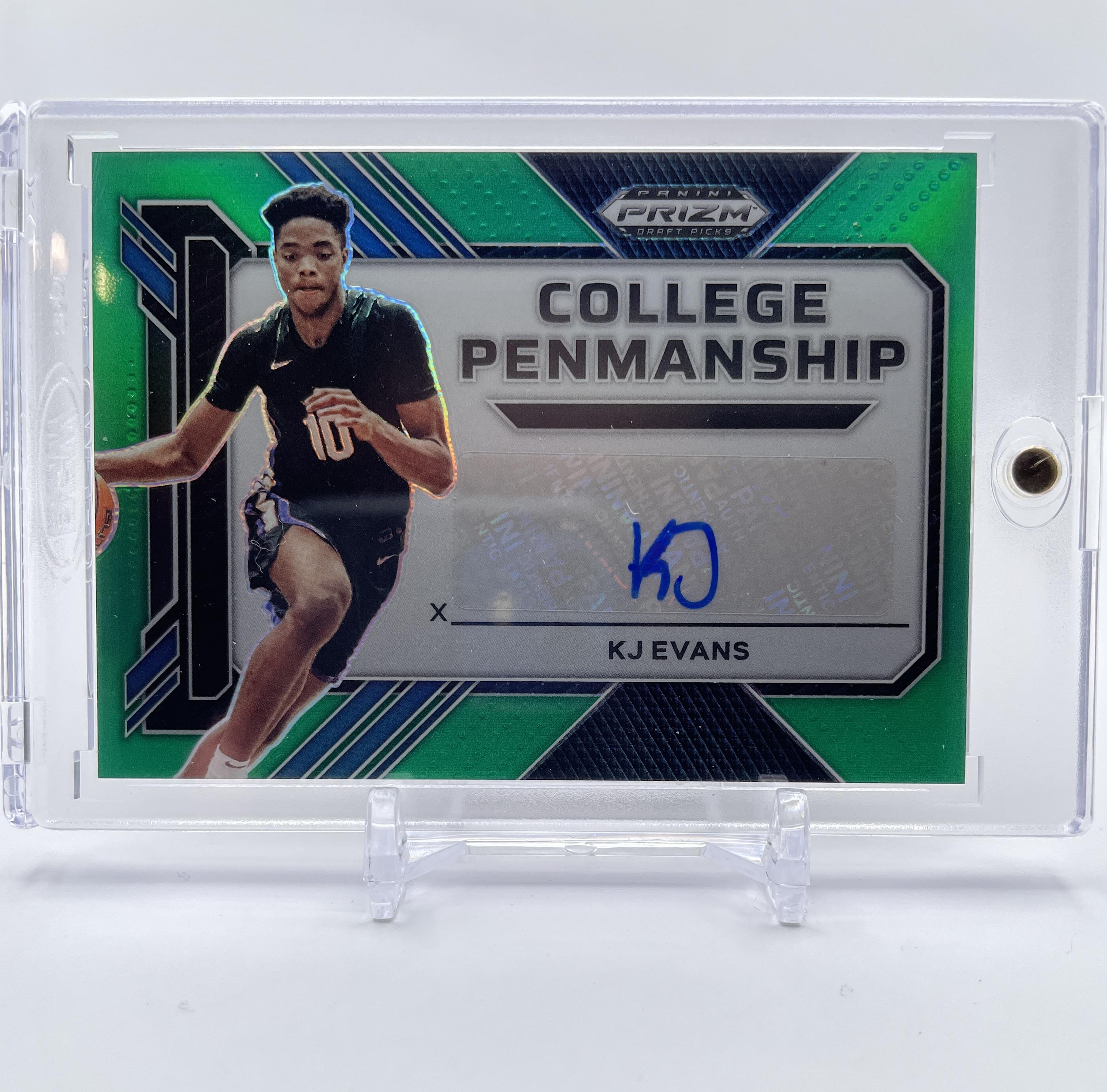 2023-24 Panini Prizm Draft Picks Kwame KJ Evans Penmanship Green Prizm Auto