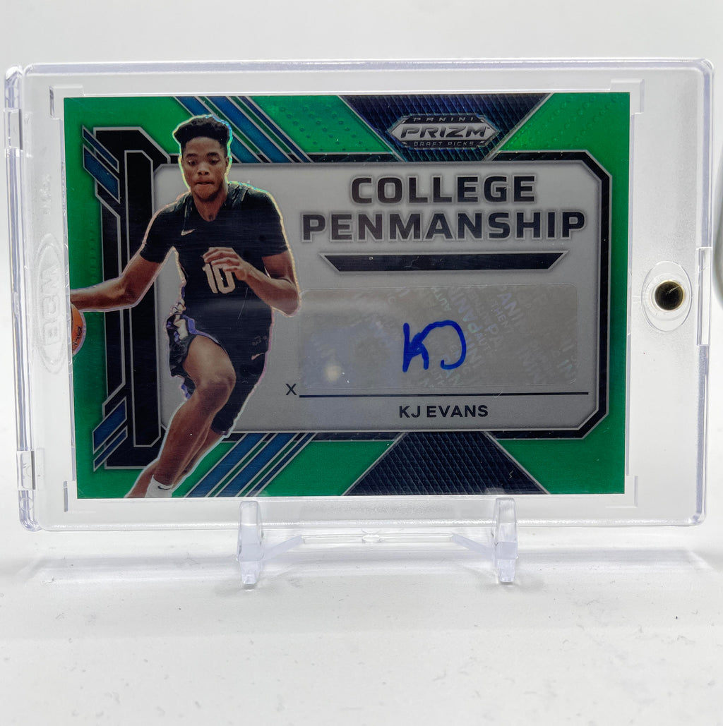 2023-24 Panini Prizm Draft Picks Kwame KJ Evans Penmanship Green Prizm Auto