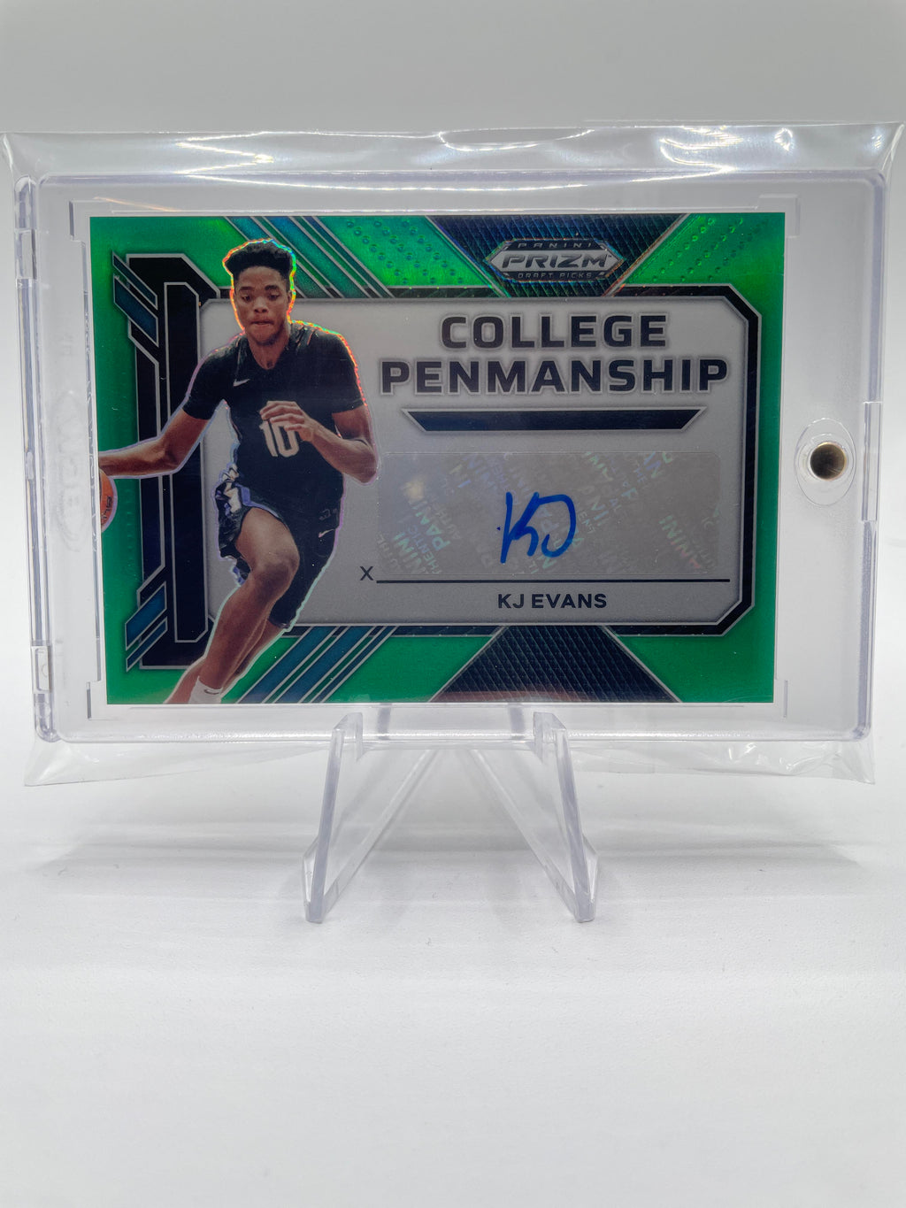 2023-24 Panini Prizm Draft Picks Kwame KJ Evans Penmanship Green Prizm Auto