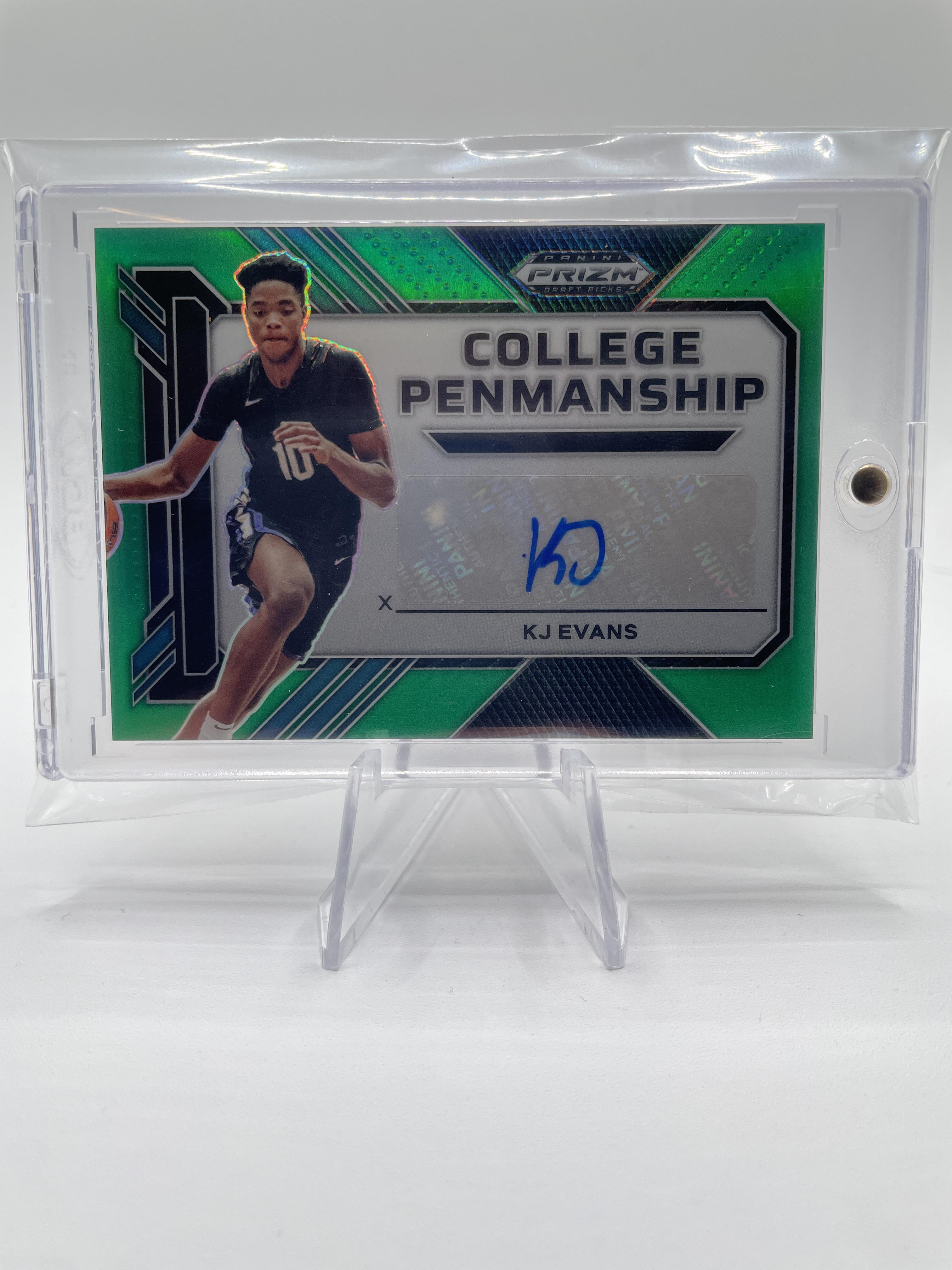 2023-24 Panini Prizm Draft Picks Kwame KJ Evans Penmanship Green Prizm Auto