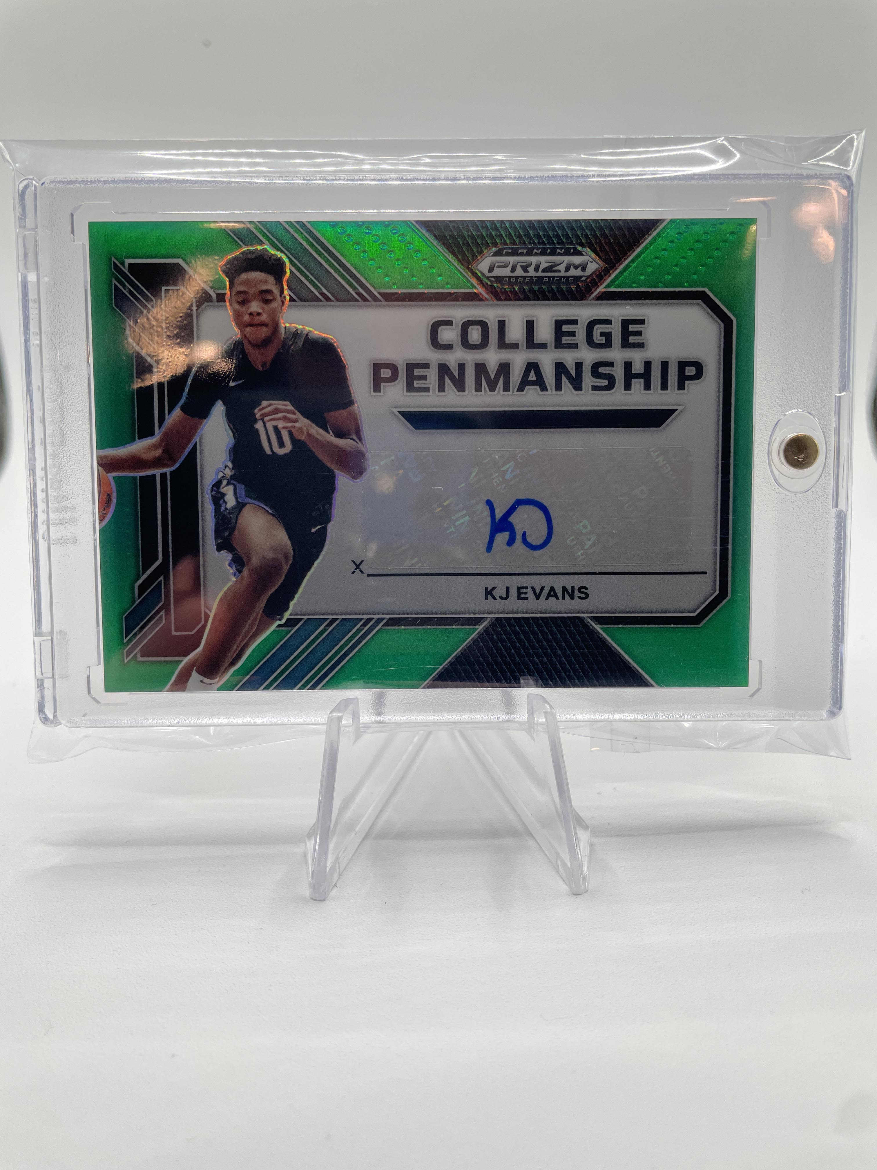 2023-24 Panini Prizm Draft Picks Kwame KJ Evans Penmanship Green Prizm Auto