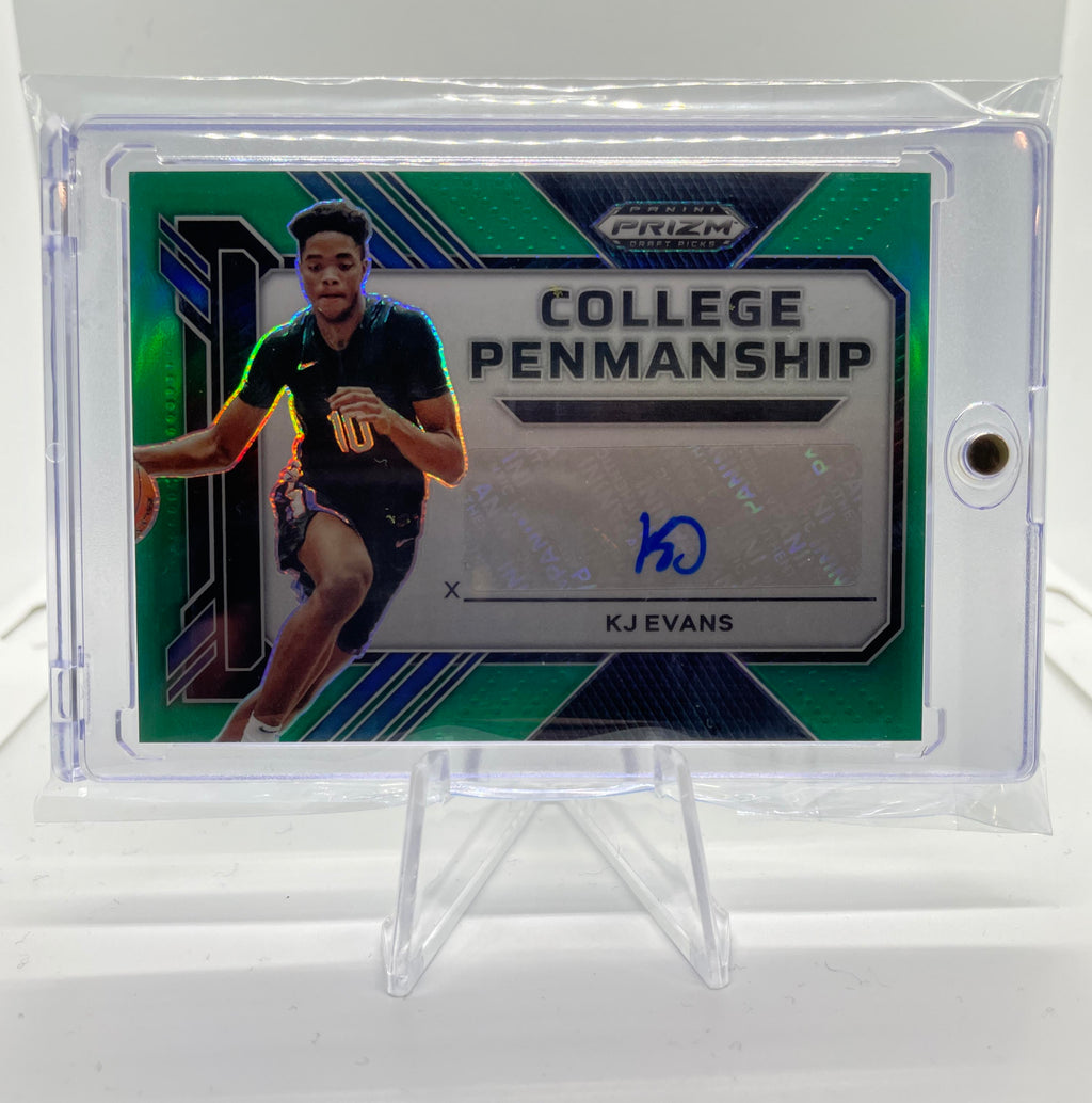 2023-24 Panini Prizm Draft Picks Kwame KJ Evans Penmanship Green Prizm Auto