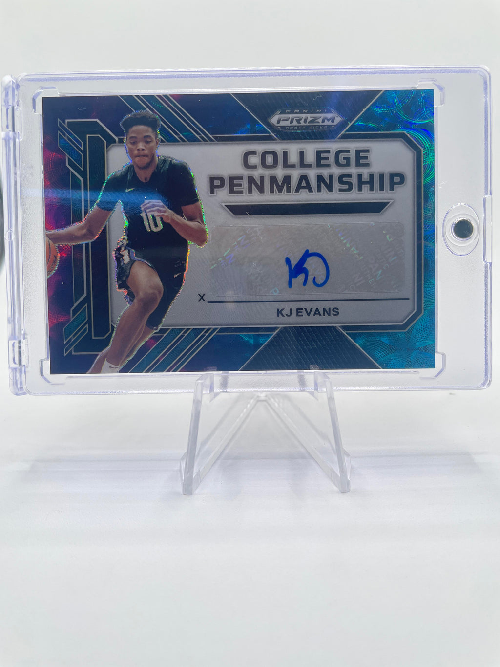 2023-24 Panini Prizm DP Kwame KJ Evans Penmanship Nebula Prizm Auto 1/1 PSA 10