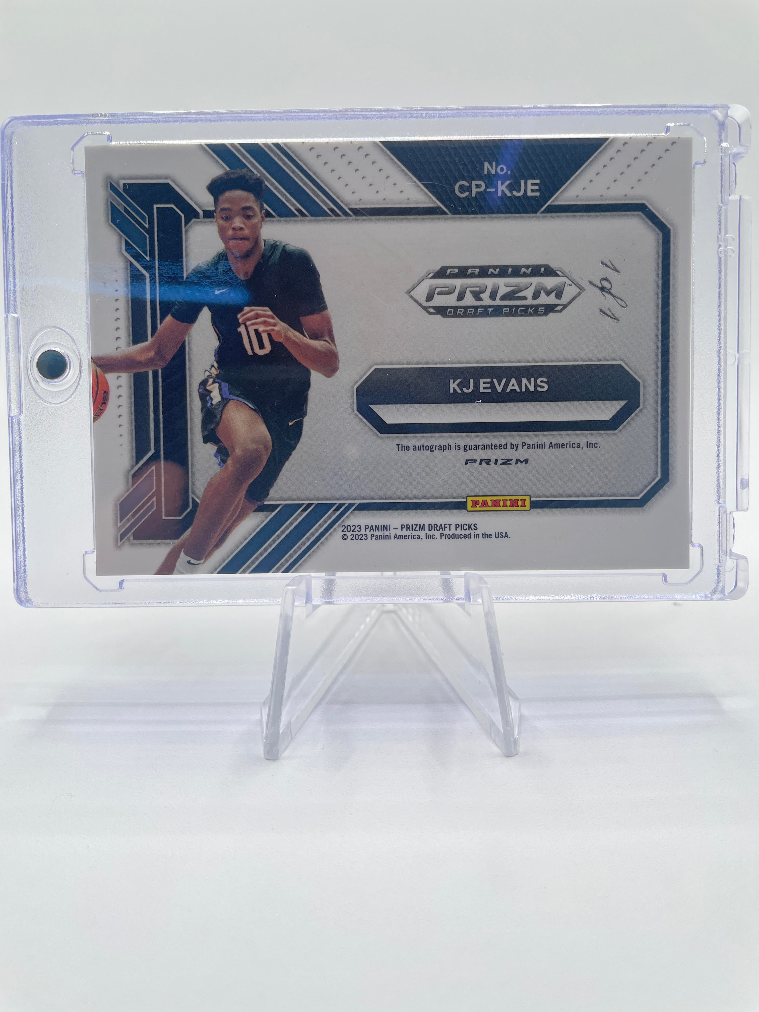 2023-24 Panini Prizm DP Kwame KJ Evans Penmanship Nebula Prizm Auto 1/1 PSA 10