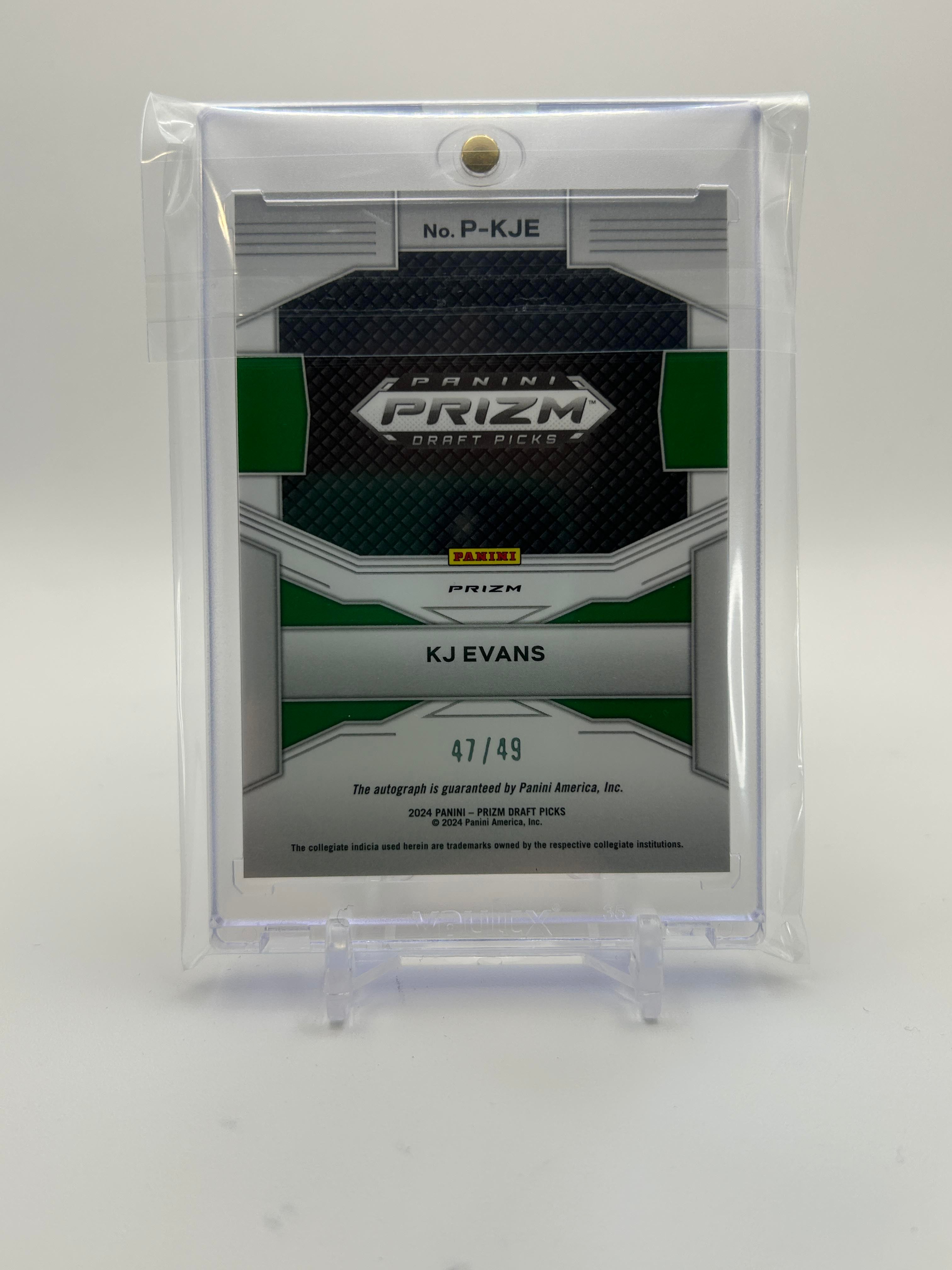 2023-24 Panini Prizm Draft Picks Kwame KJ Evans Penmanship Orange Prizm Auto /49