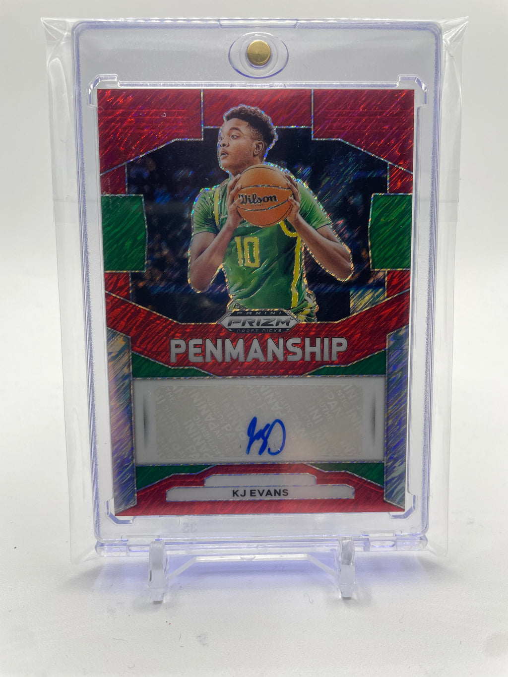 2023-24 Panini Prizm Draft Picks Kwame KJ Evans Penmanship Red Prizm Auto /11