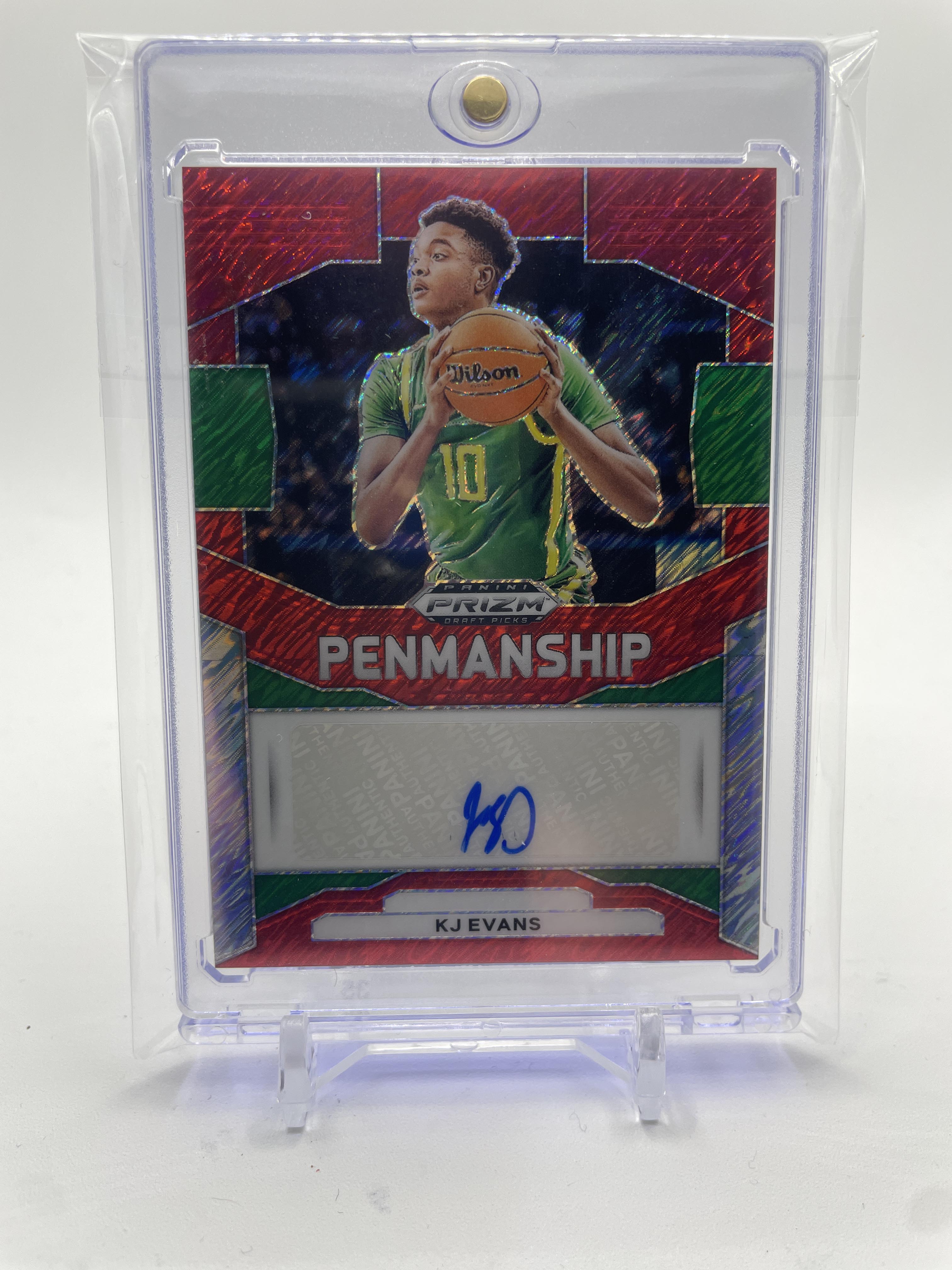 2023-24 Panini Prizm Draft Picks Kwame KJ Evans Penmanship Red Prizm Auto /11
