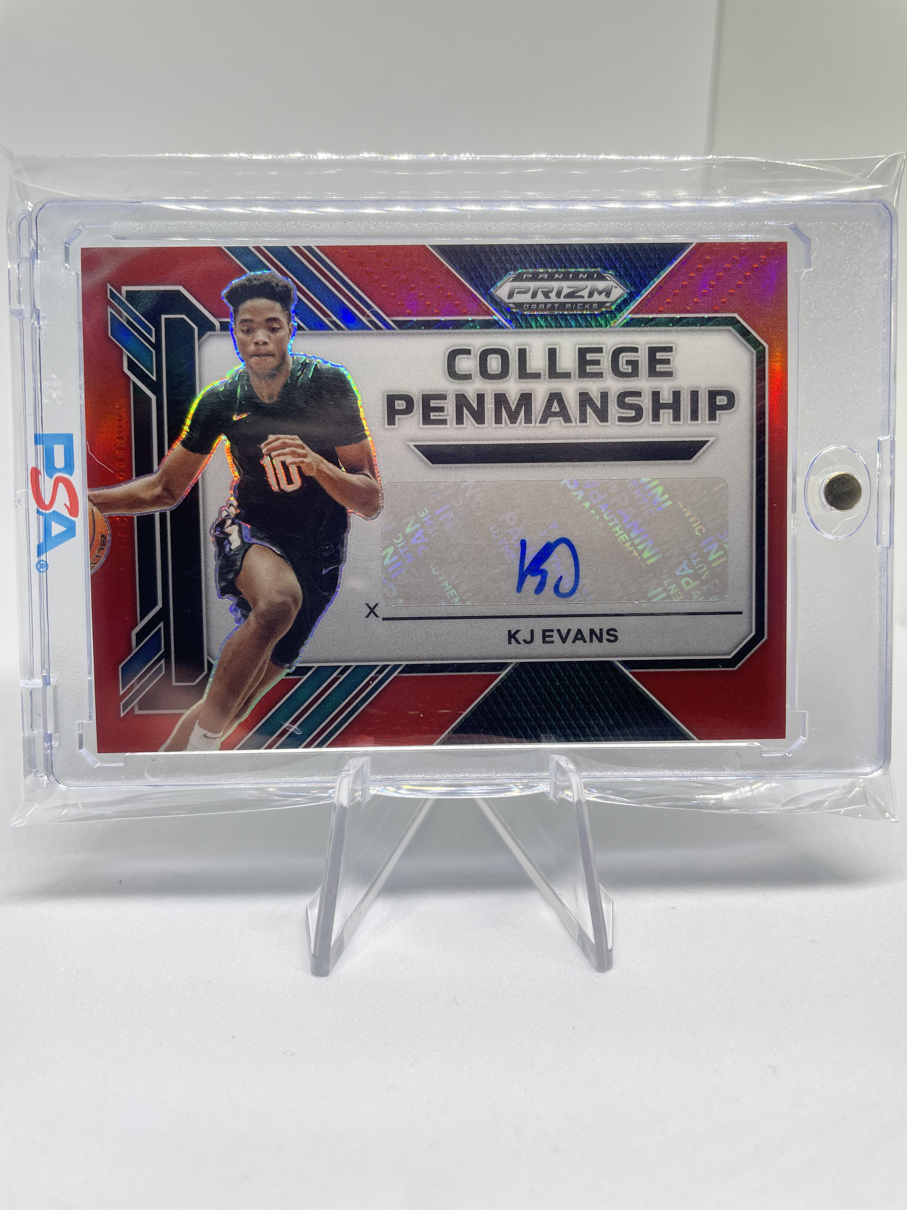 2023-24 Panini Prizm Draft Picks Kwame KJ Evans Penmanship Red Rookie Auto /199