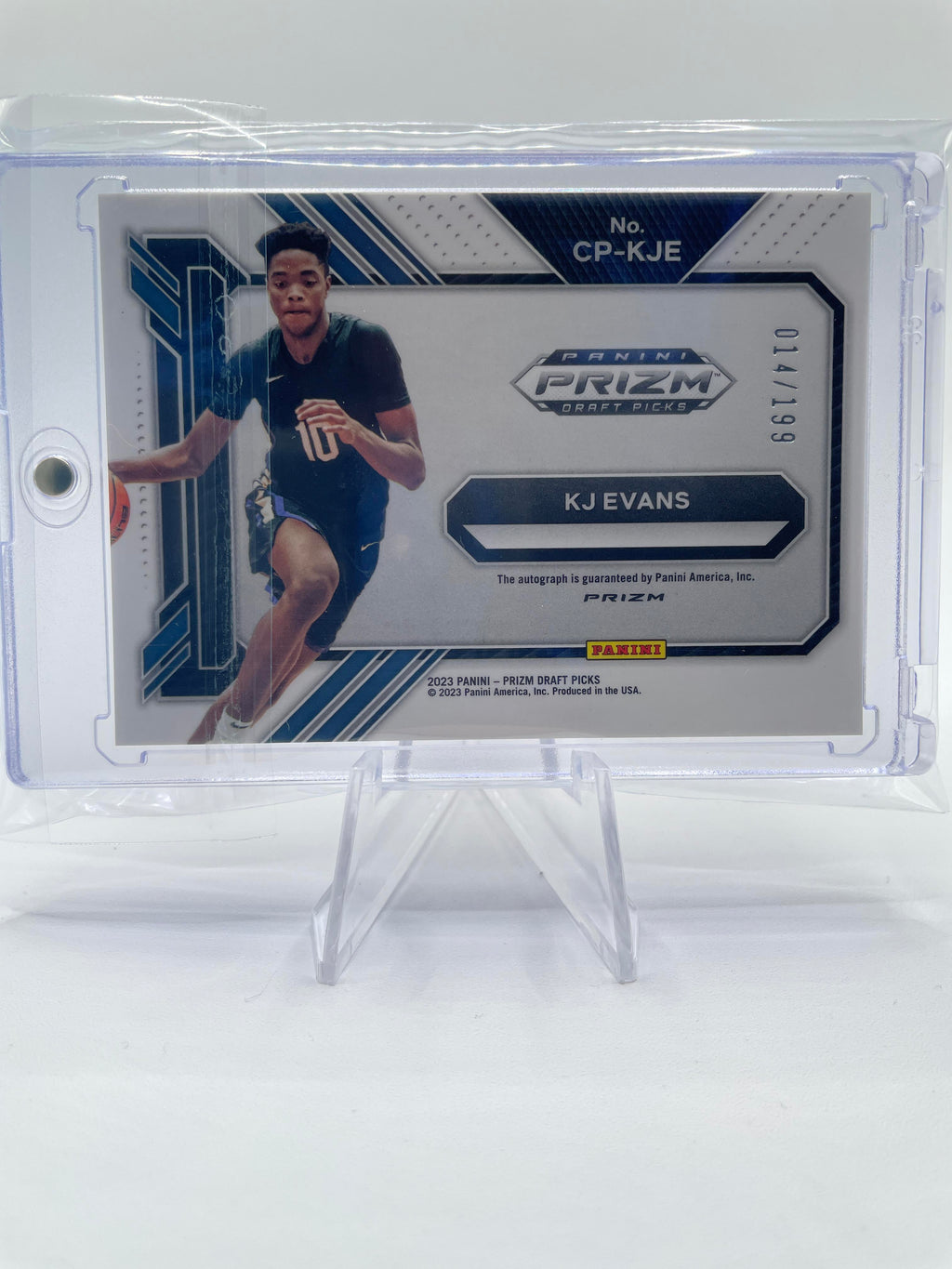 2023-24 Panini Prizm Draft Picks Kwame KJ Evans Penmanship Red Rookie Auto /199
