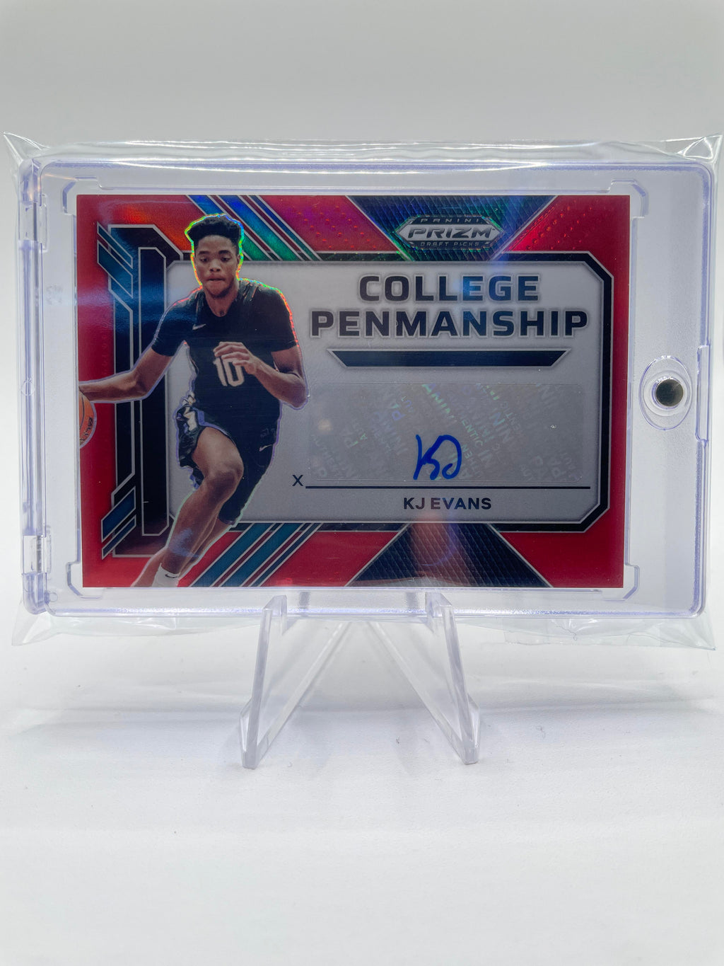 2023-24 Panini Prizm Draft Picks Kwame KJ Evans Penmanship Red Rookie Auto /199