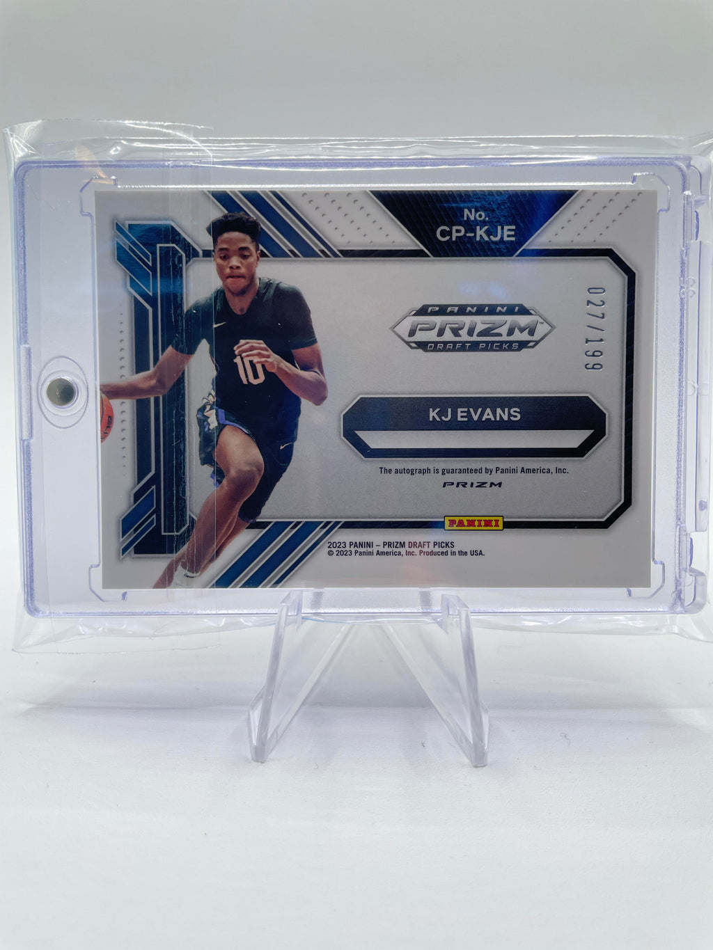 2023-24 Panini Prizm Draft Picks Kwame KJ Evans Penmanship Red Rookie Auto /199