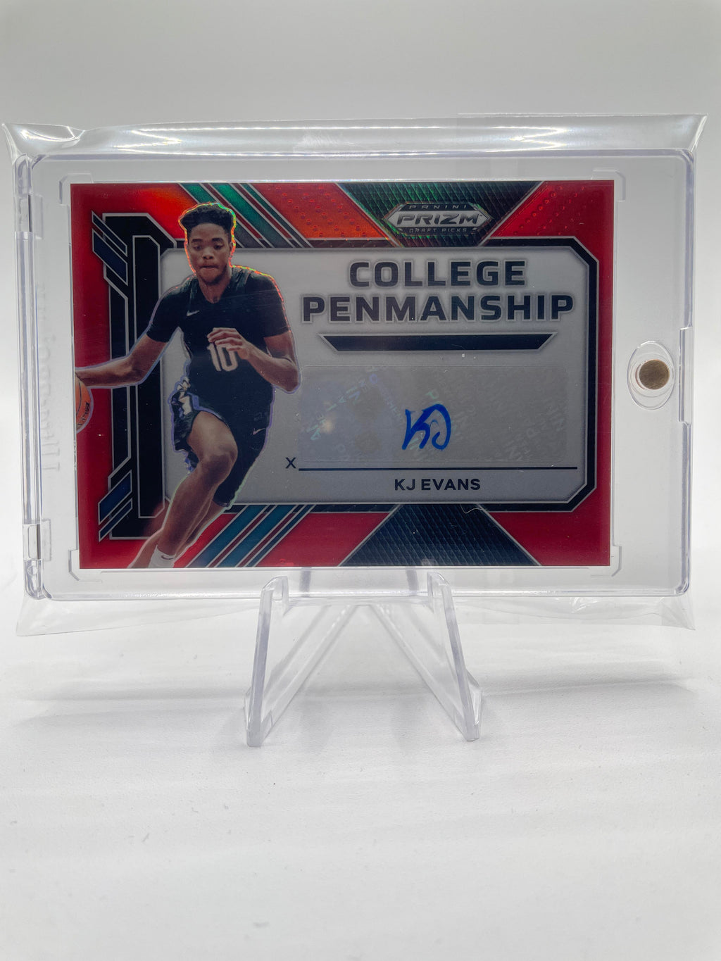 2023-24 Panini Prizm Draft Picks Kwame KJ Evans Penmanship Red Rookie Auto /199