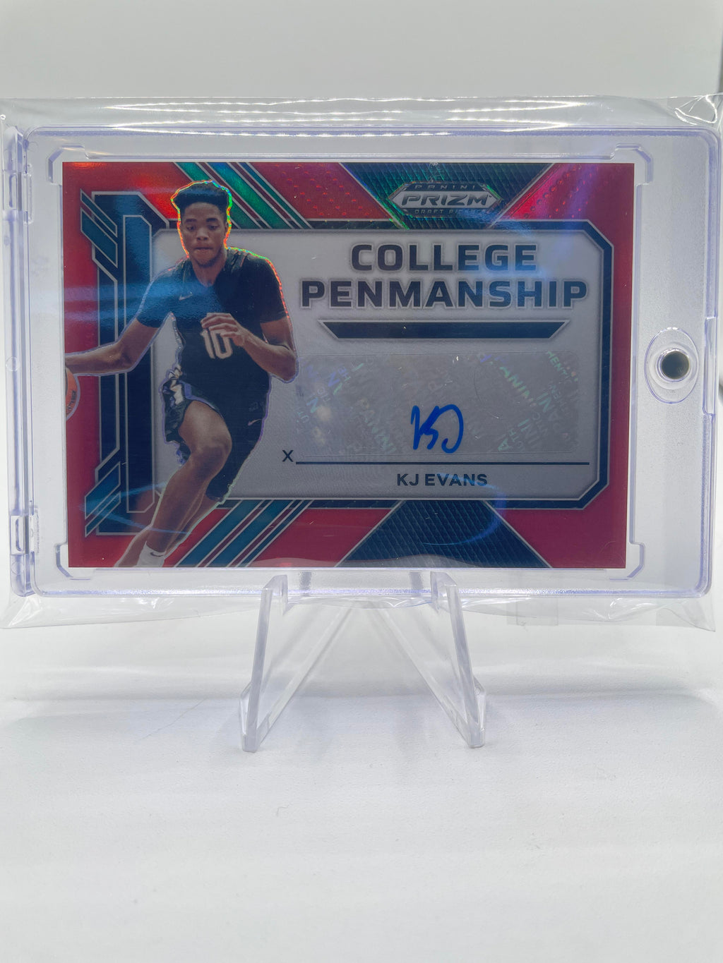2023-24 Panini Prizm Draft Picks Kwame KJ Evans Penmanship Red Rookie Auto /199