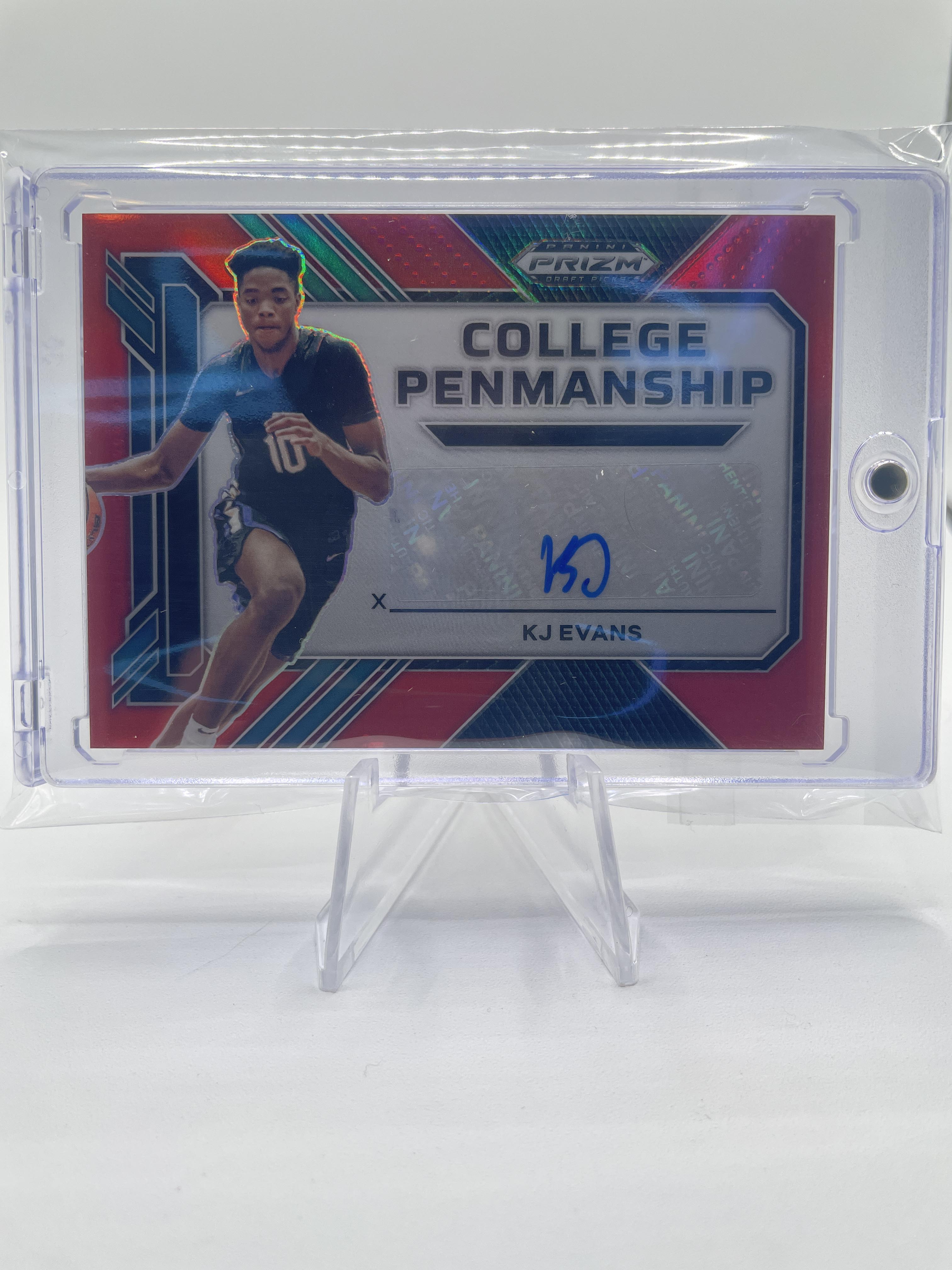 2023-24 Panini Prizm Draft Picks Kwame KJ Evans Penmanship Red Rookie Auto /199