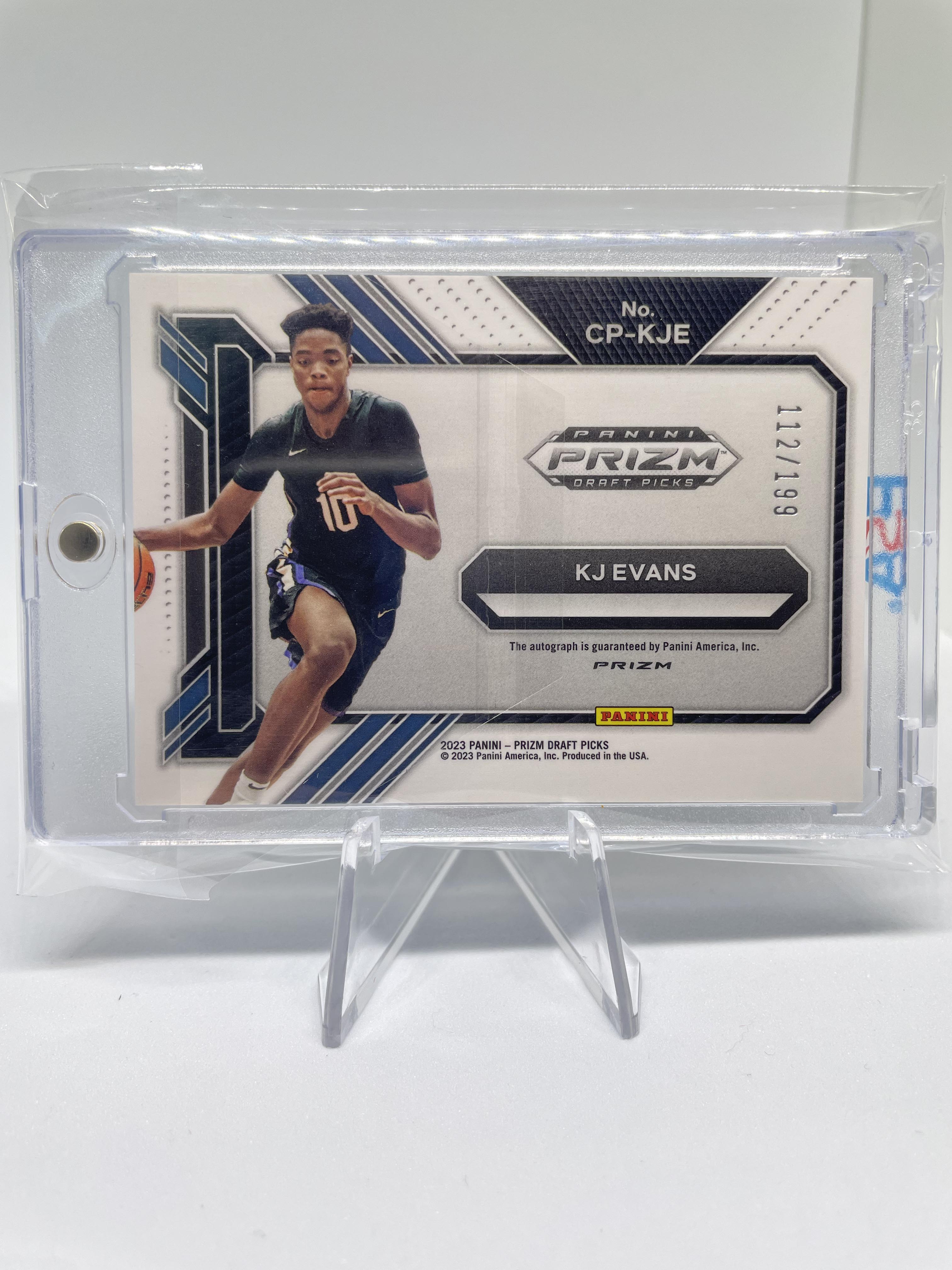 2023-24 Panini Prizm Draft Picks Kwame KJ Evans Penmanship Red Rookie Auto /199