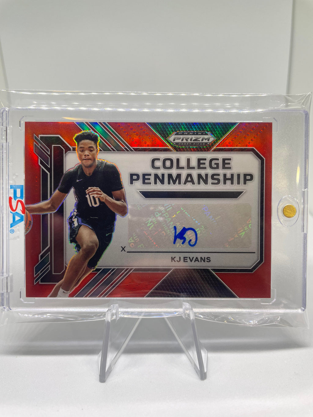 2023-24 Panini Prizm Draft Picks Kwame KJ Evans Penmanship Red Rookie Auto /199