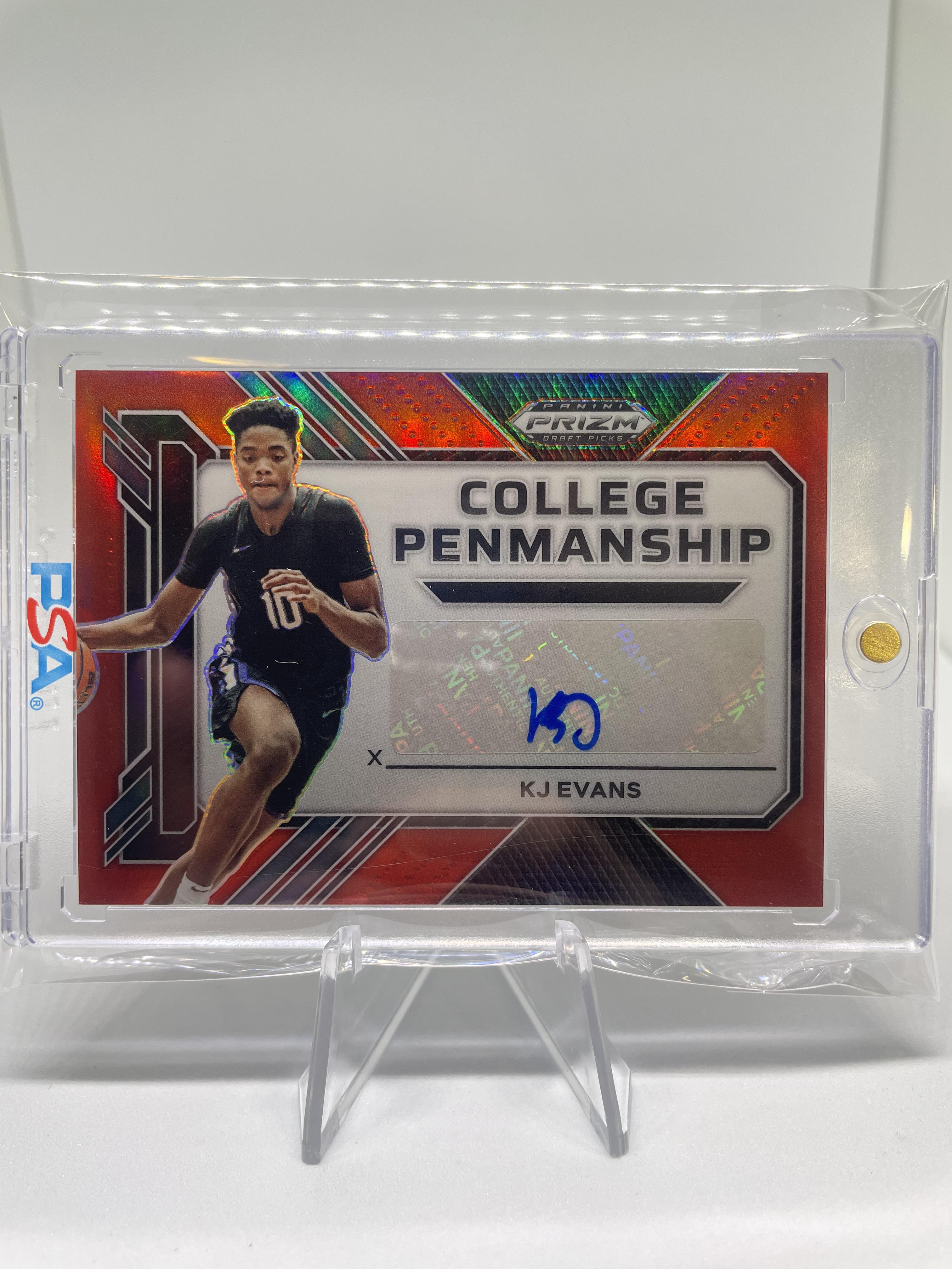 2023-24 Panini Prizm Draft Picks Kwame KJ Evans Penmanship Red Rookie Auto /199
