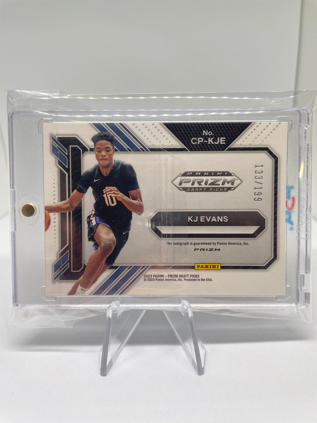 2023-24 Panini Prizm Draft Picks Kwame KJ Evans Penmanship Red Rookie Auto /199