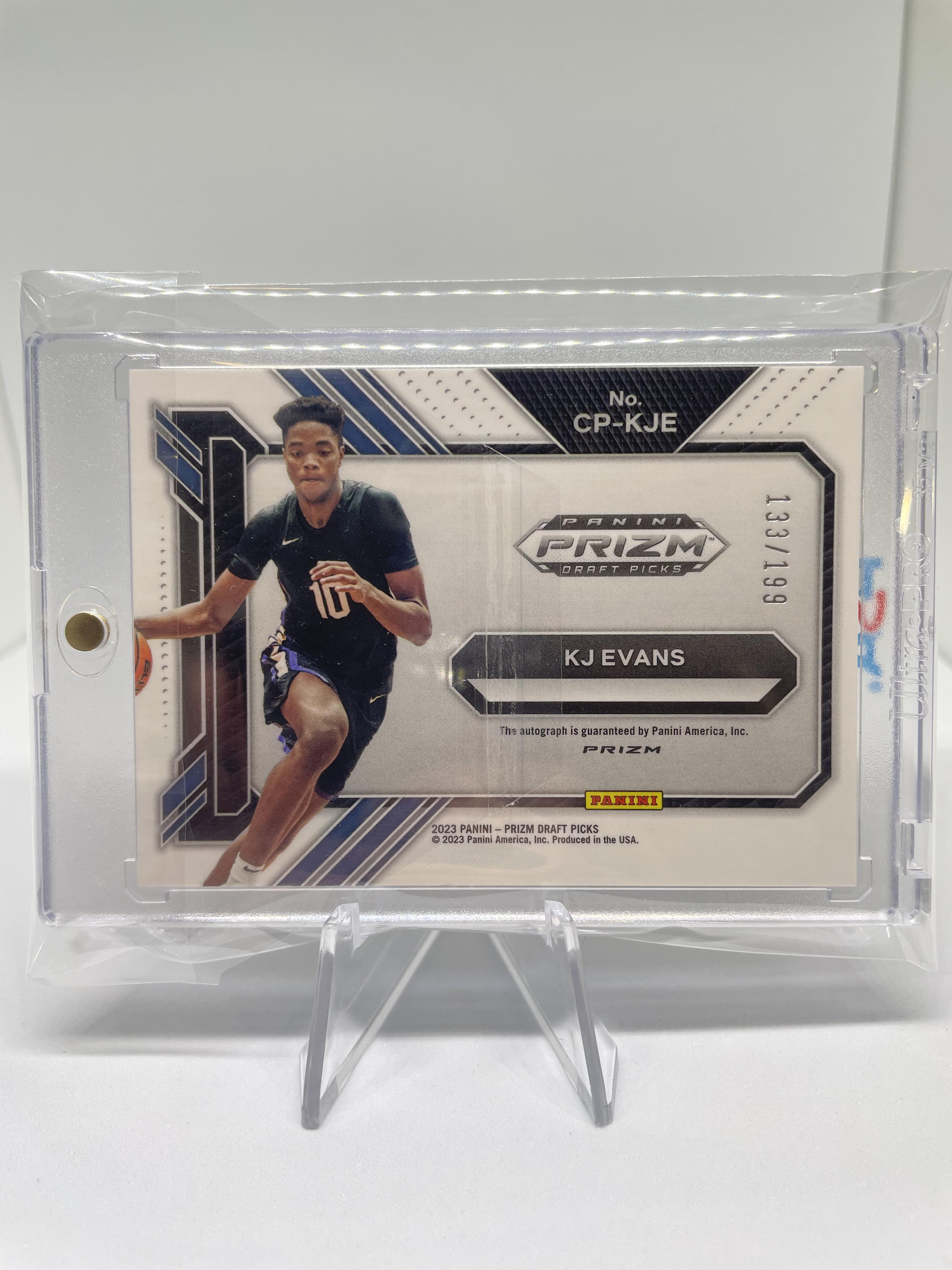 2023-24 Panini Prizm Draft Picks Kwame KJ Evans Penmanship Red Rookie Auto /199