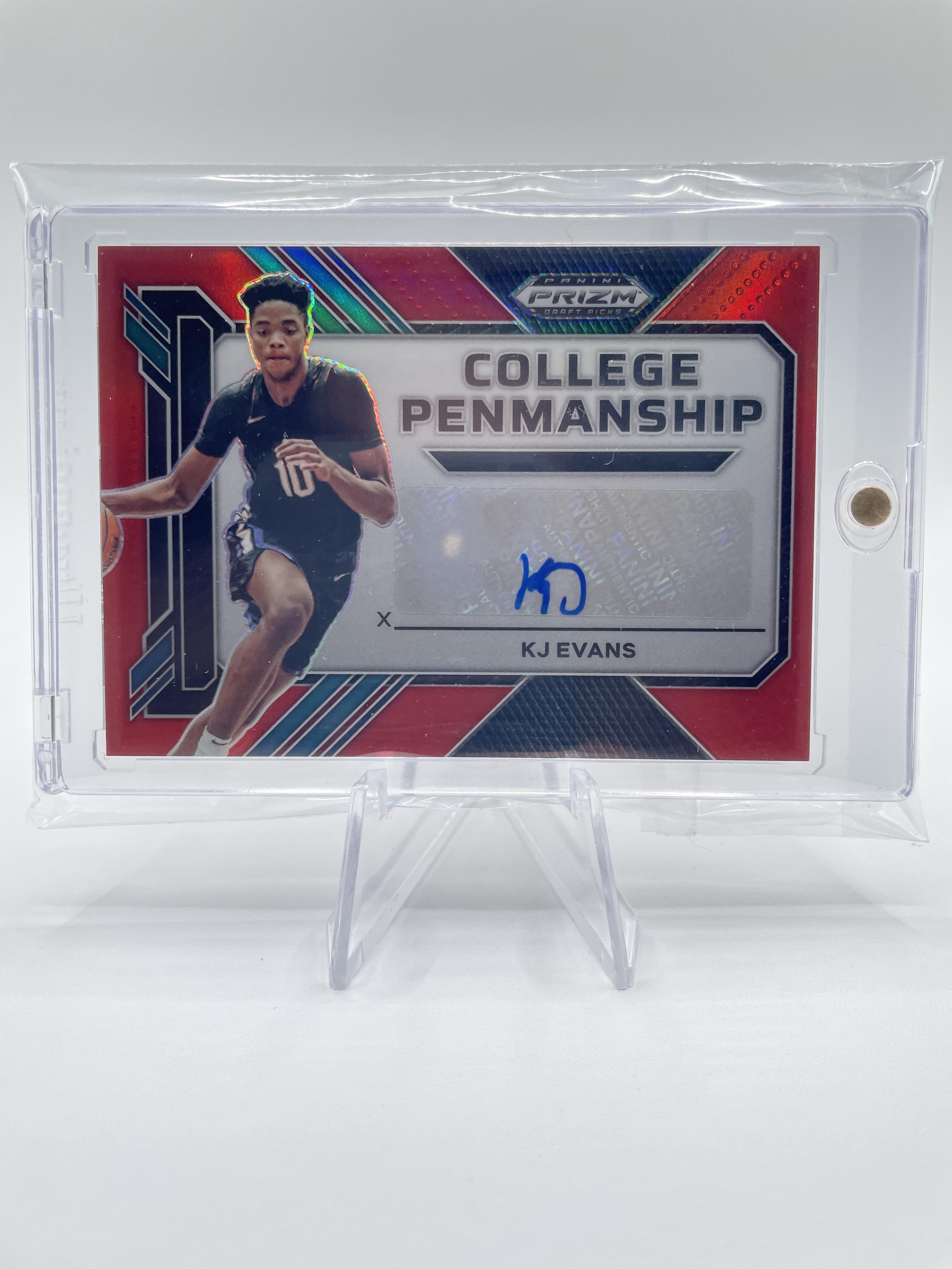 2023-24 Panini Prizm Draft Picks Kwame KJ Evans Penmanship Red Rookie Auto /199