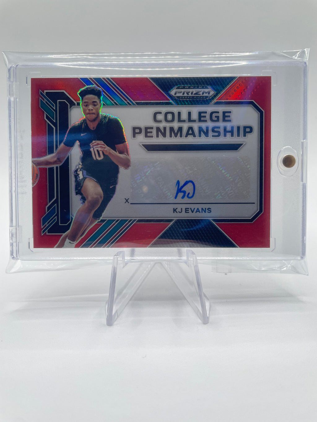 2023-24 Panini Prizm Draft Picks Kwame KJ Evans Penmanship Red Rookie Auto /199
