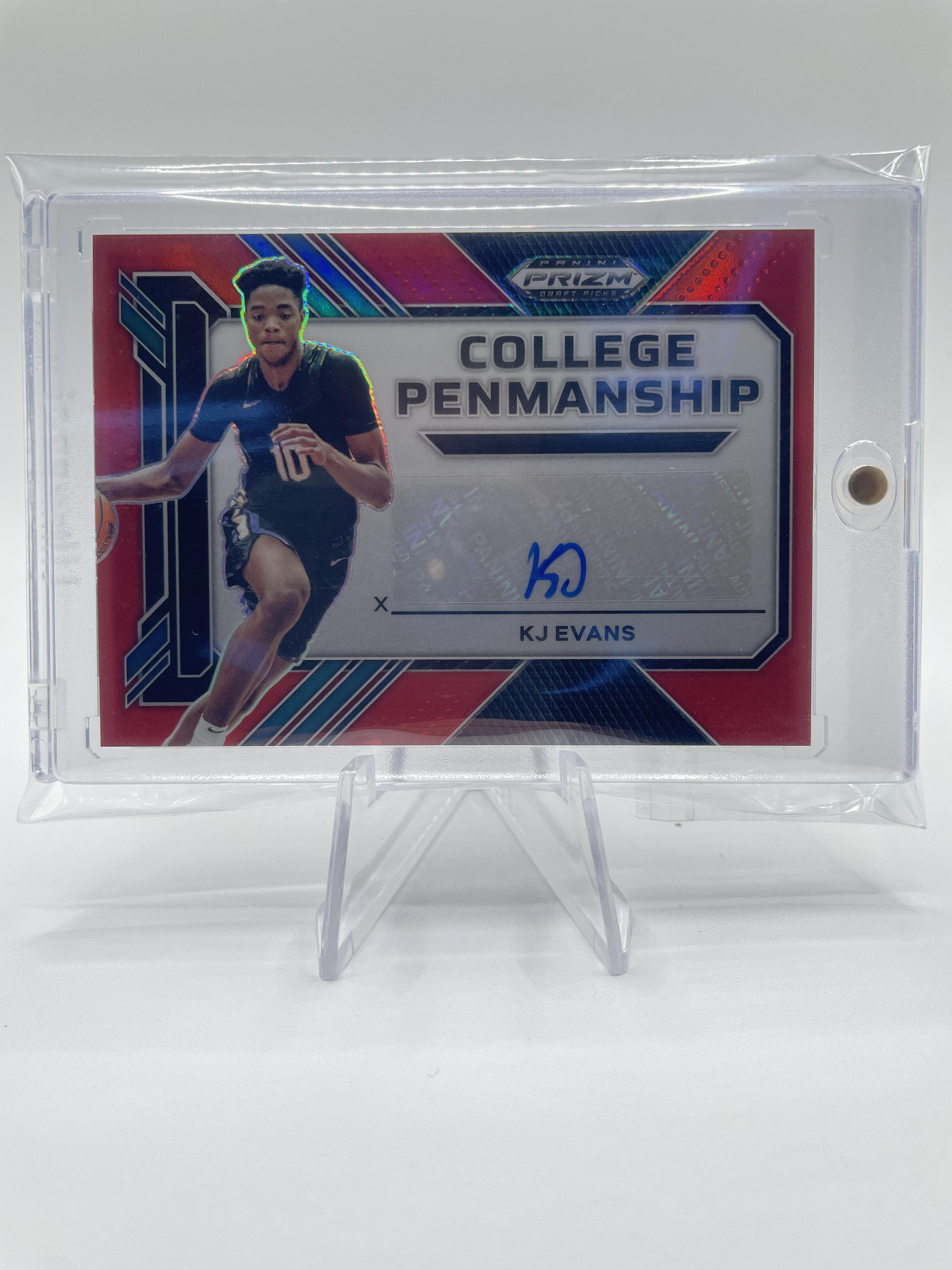 2023-24 Panini Prizm Draft Picks Kwame KJ Evans Penmanship Red Rookie Auto /199