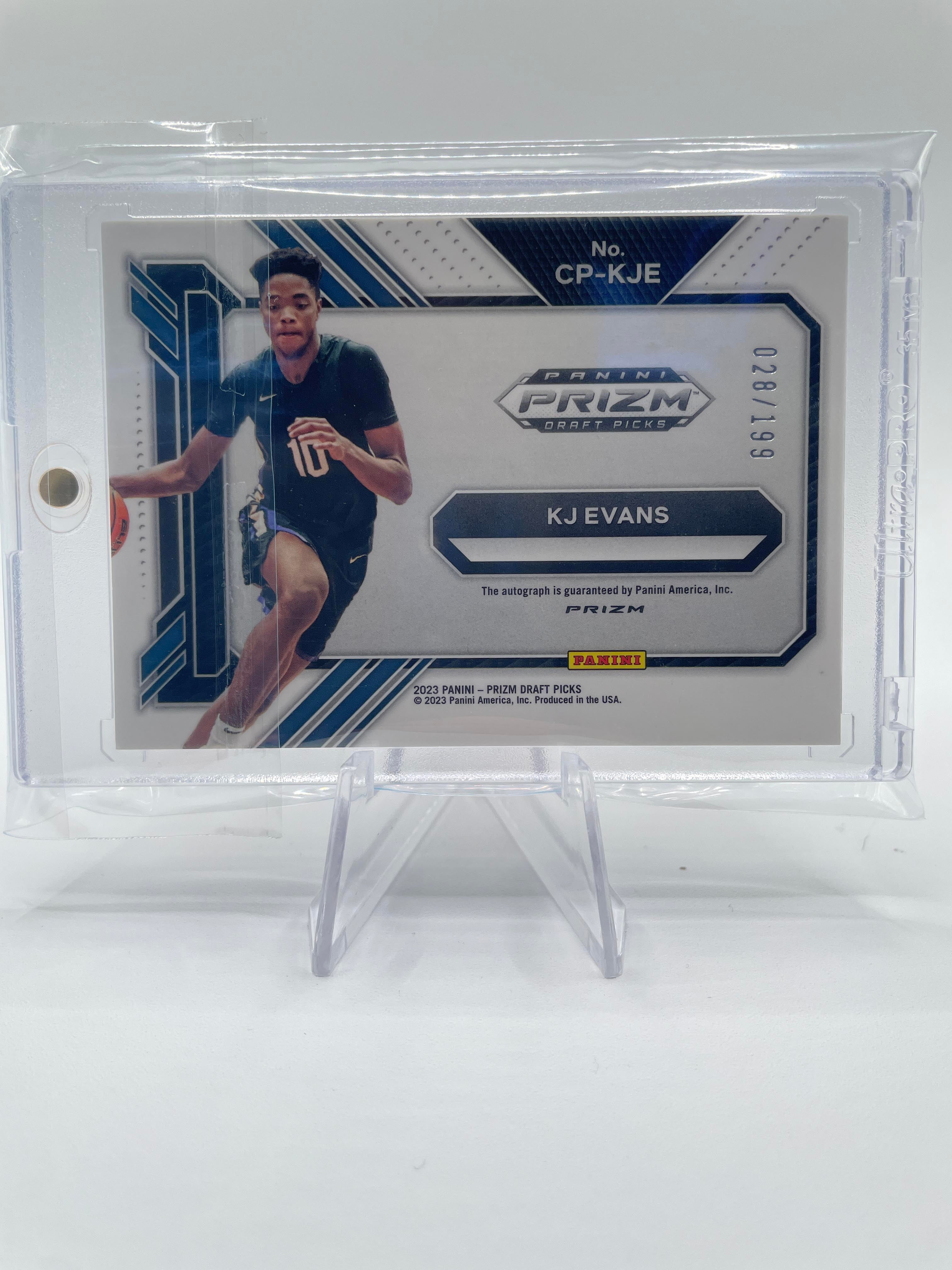 2023-24 Panini Prizm Draft Picks Kwame KJ Evans Penmanship Red Rookie Auto /199