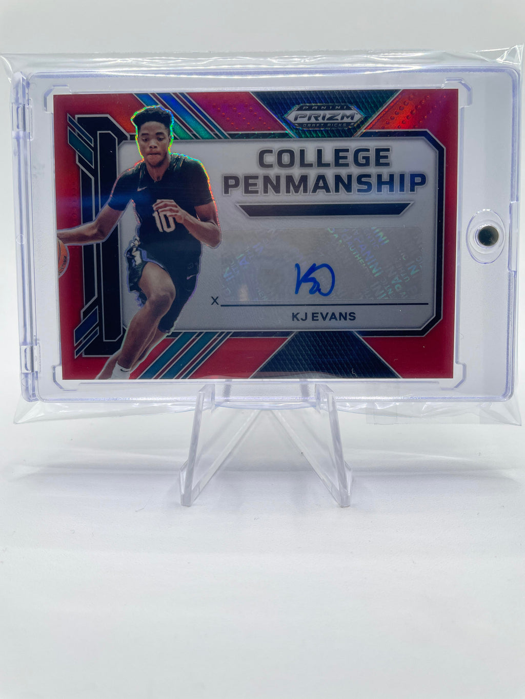 2023-24 Panini Prizm Draft Picks Kwame KJ Evans Penmanship Red Rookie Auto /199