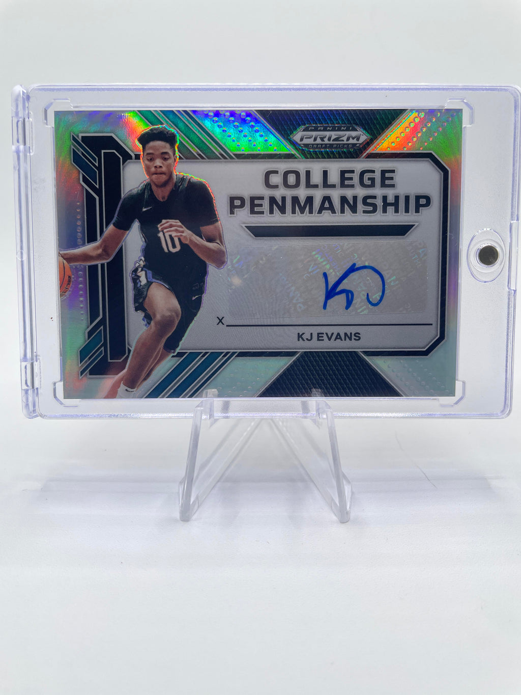 2023-24 Panini Prizm Draft Picks Kwame KJ Evans Penmanship Silver Prizm Auto