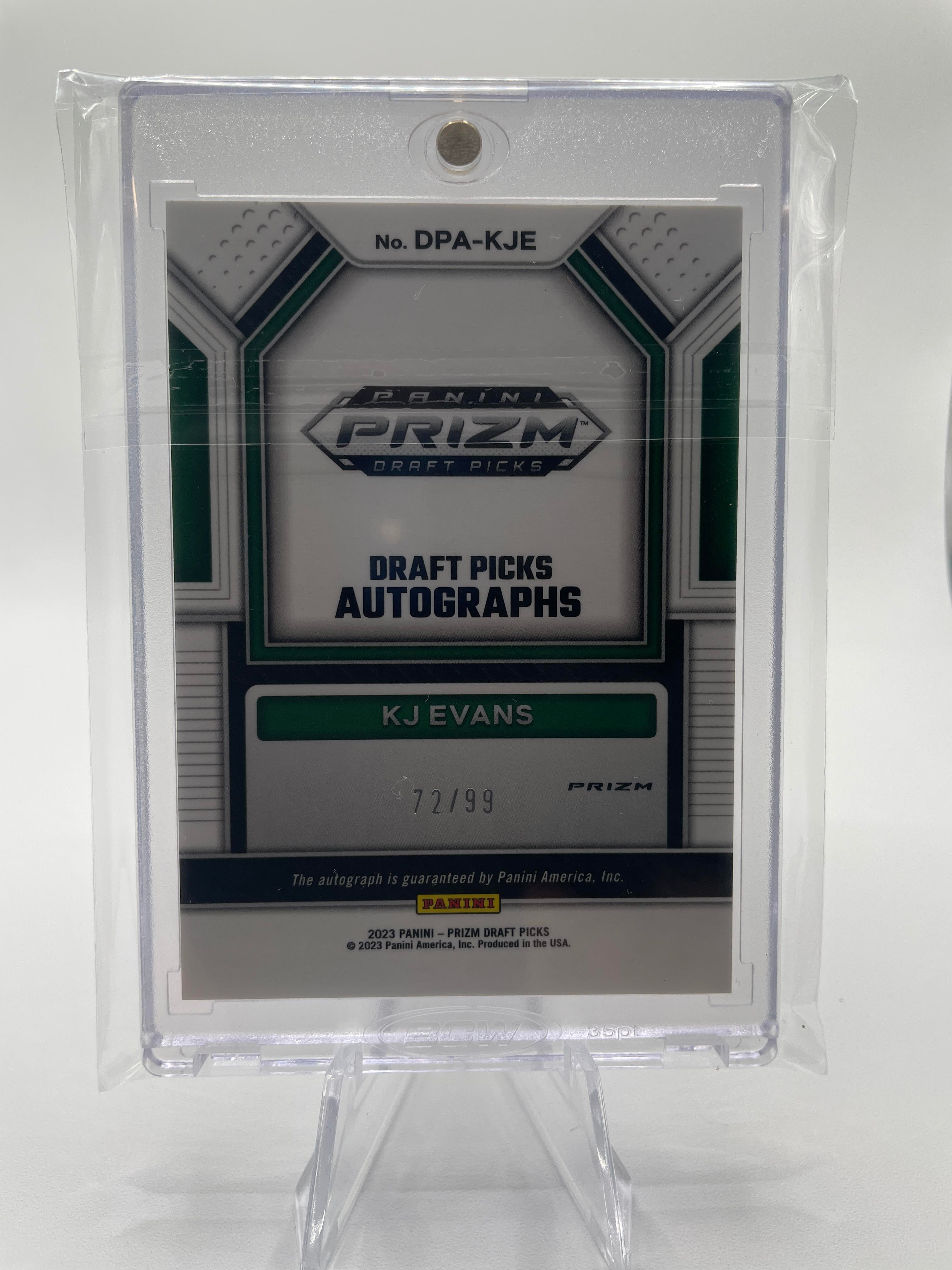2023-24 Panini Prizm Draft Picks Kwame KJ Evans Purple Ice Prizm Auto /99