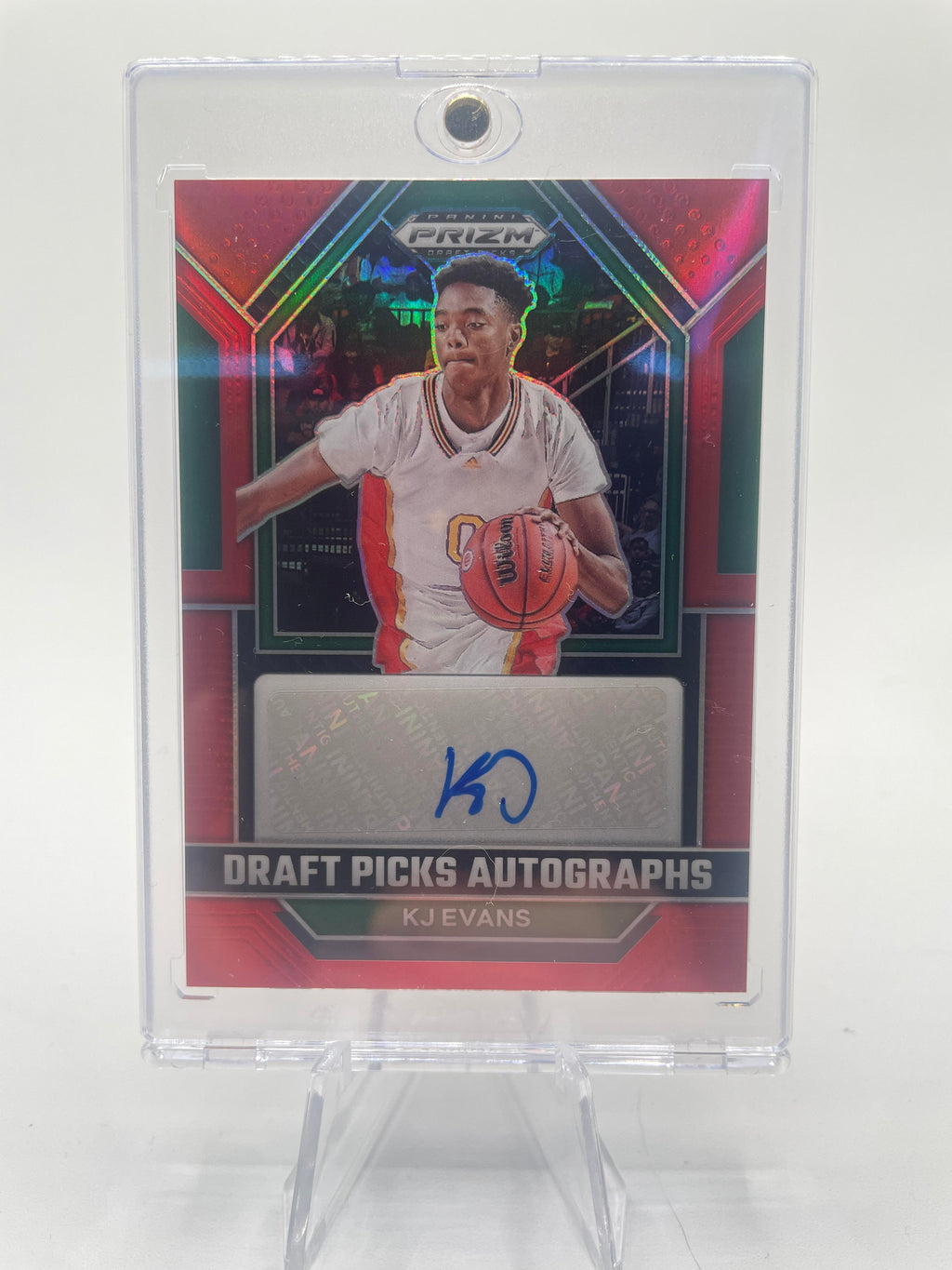 2023-24 Panini Prizm Draft Picks Kwame KJ Evans Red Prizm Rookie Auto /149